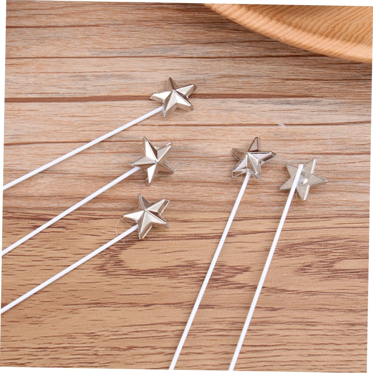 50pcs Silver Star Cake Toppers Decorative Birthday Supplies