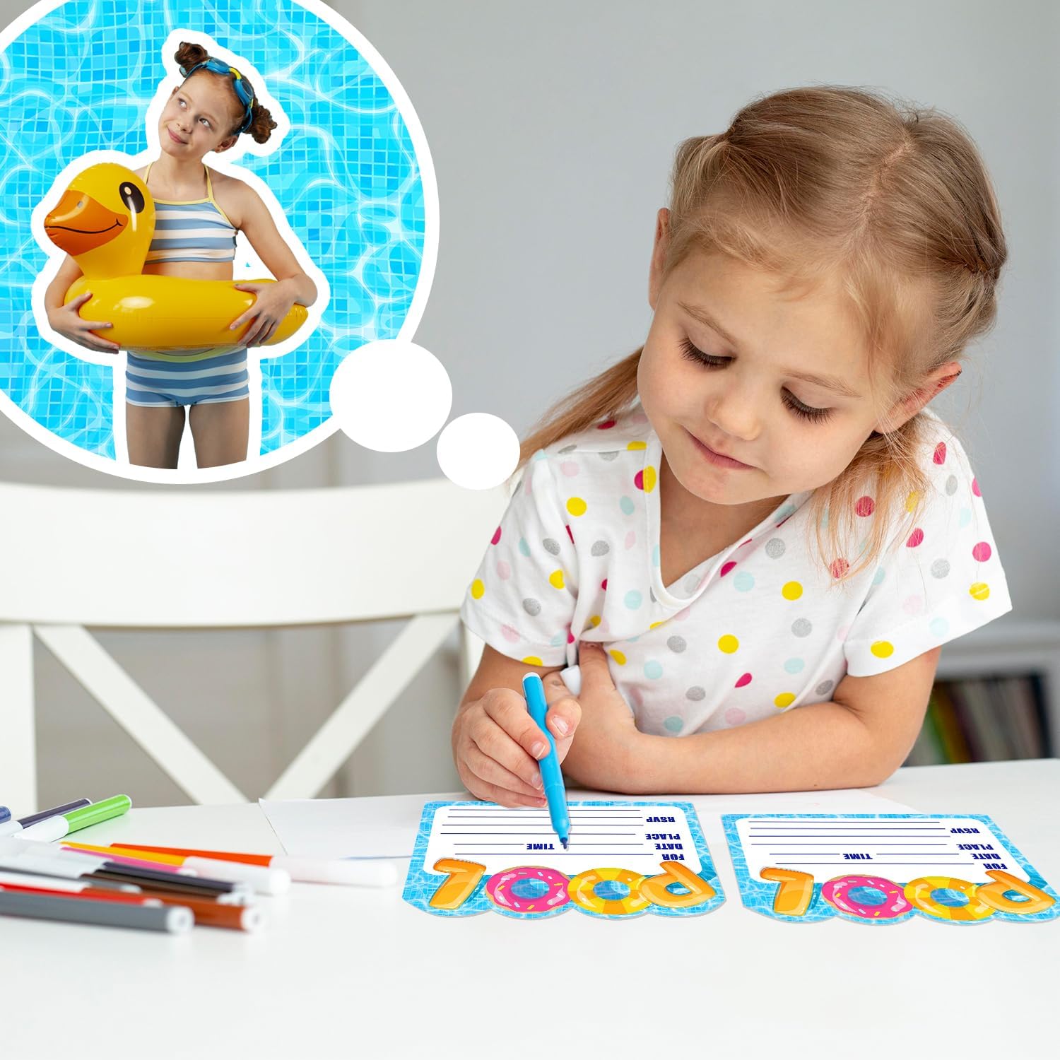24 Pack Pool Party Invitations with Envelopes and Stickers