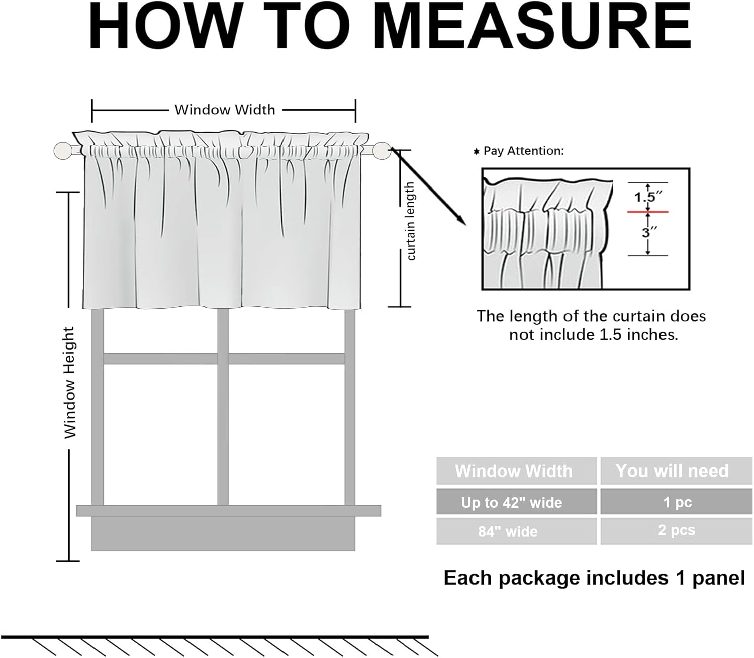Hiasan Valance Curtains Silver Grey 52x18 1 Panel