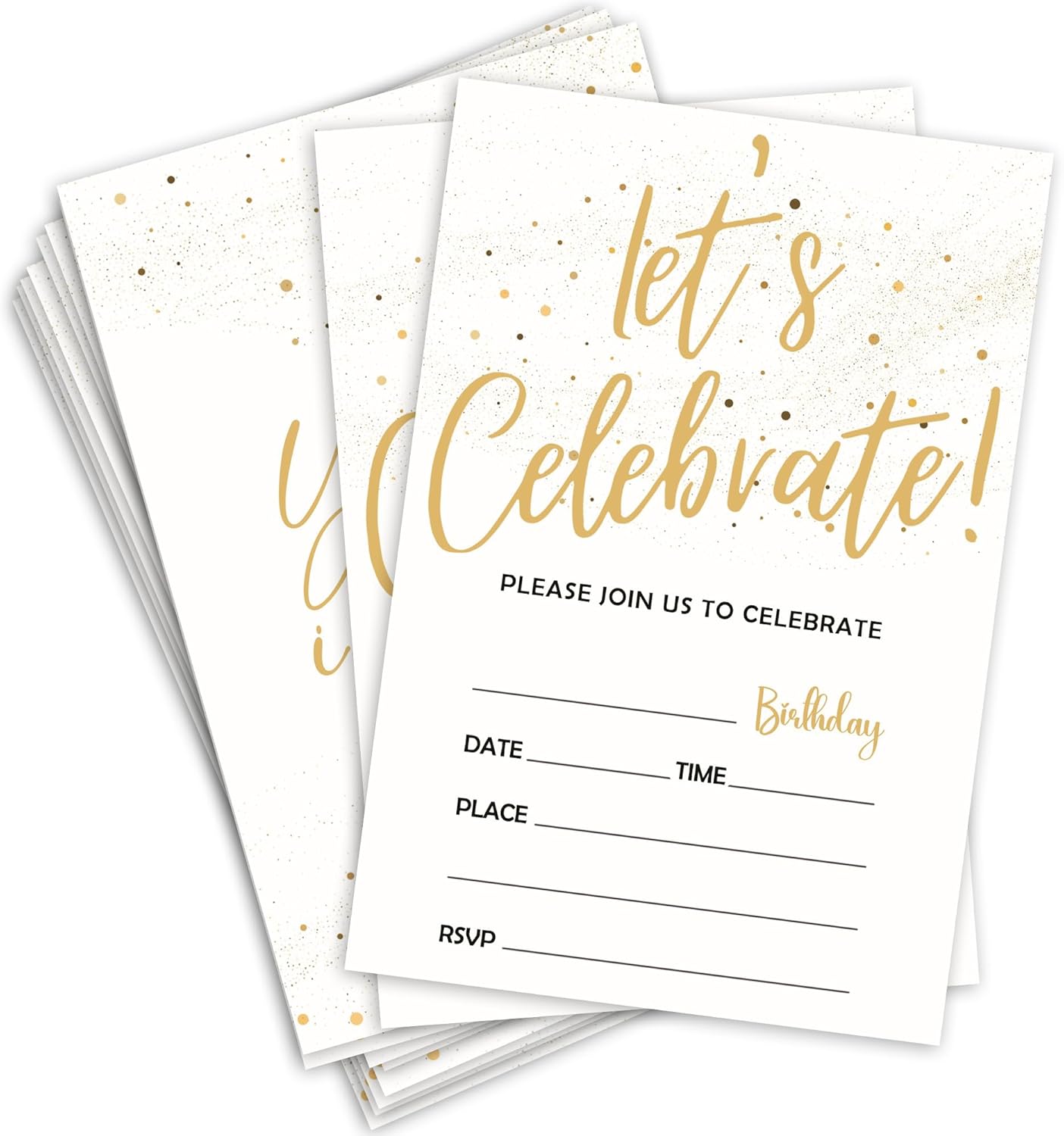 Gold Dot Birthday Invitations 20 Cards with Envelopes