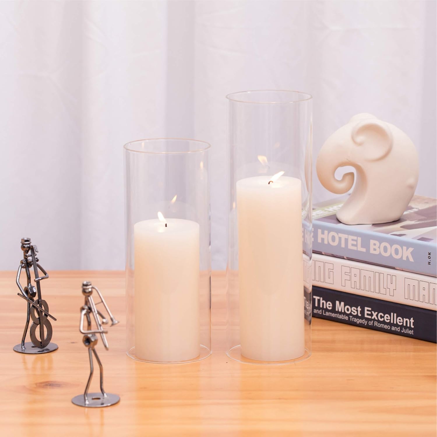 WGVI Hurricane Candle Holder Sleeve 2 Pieces Clear Glass Cylinder