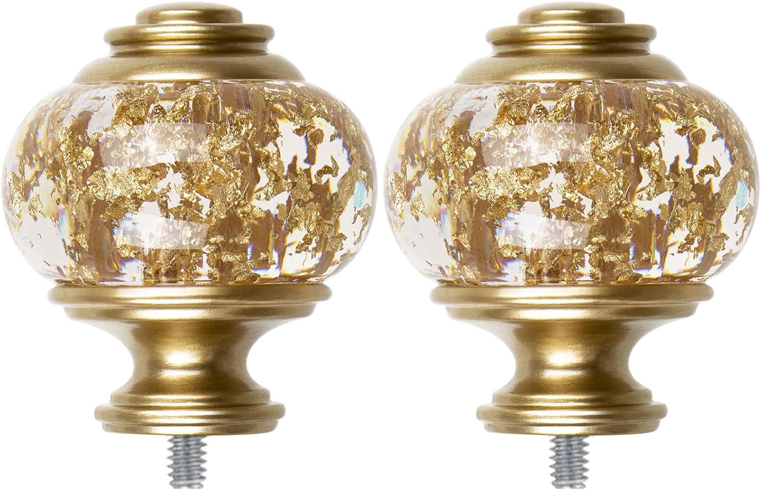 2 Pack Gold Finials for 1 or 78 Inch Curtain Rods