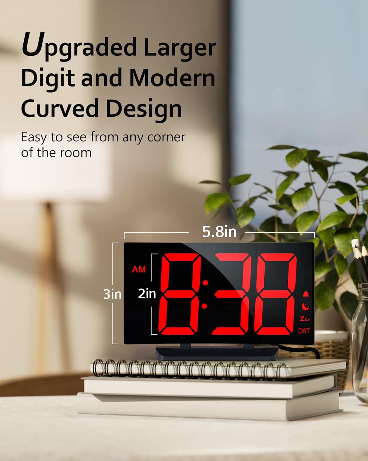 GOLOZA Digital Alarm Clock with Night Mode and Custom Brightness