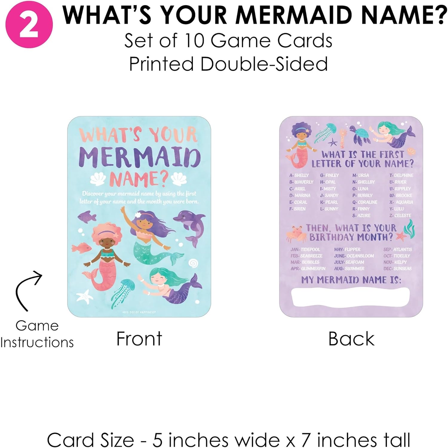 Big Dot of Happiness Mermaid Party Games Bundle