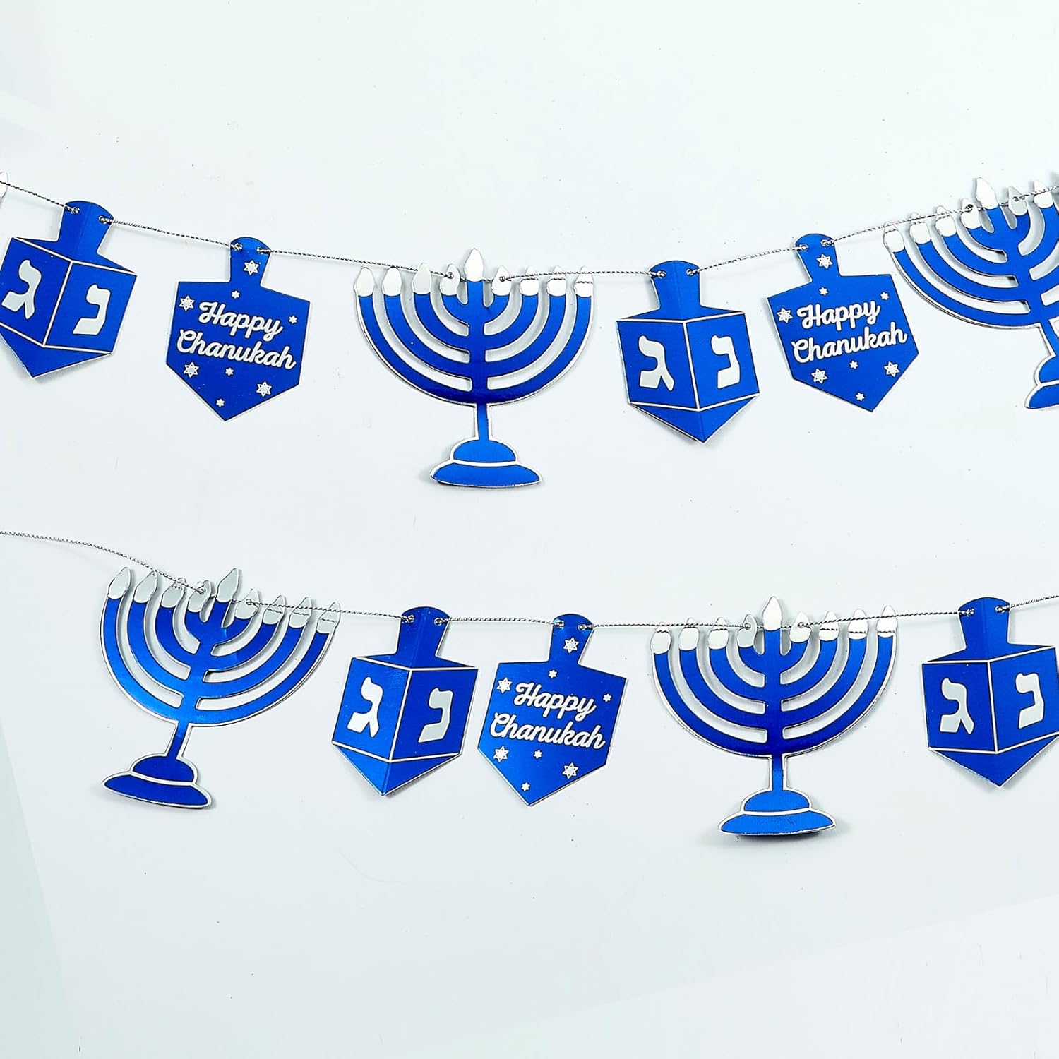 Rite Lite Hanukkah Garland Blue Silver Dreidel 9 Feet Long