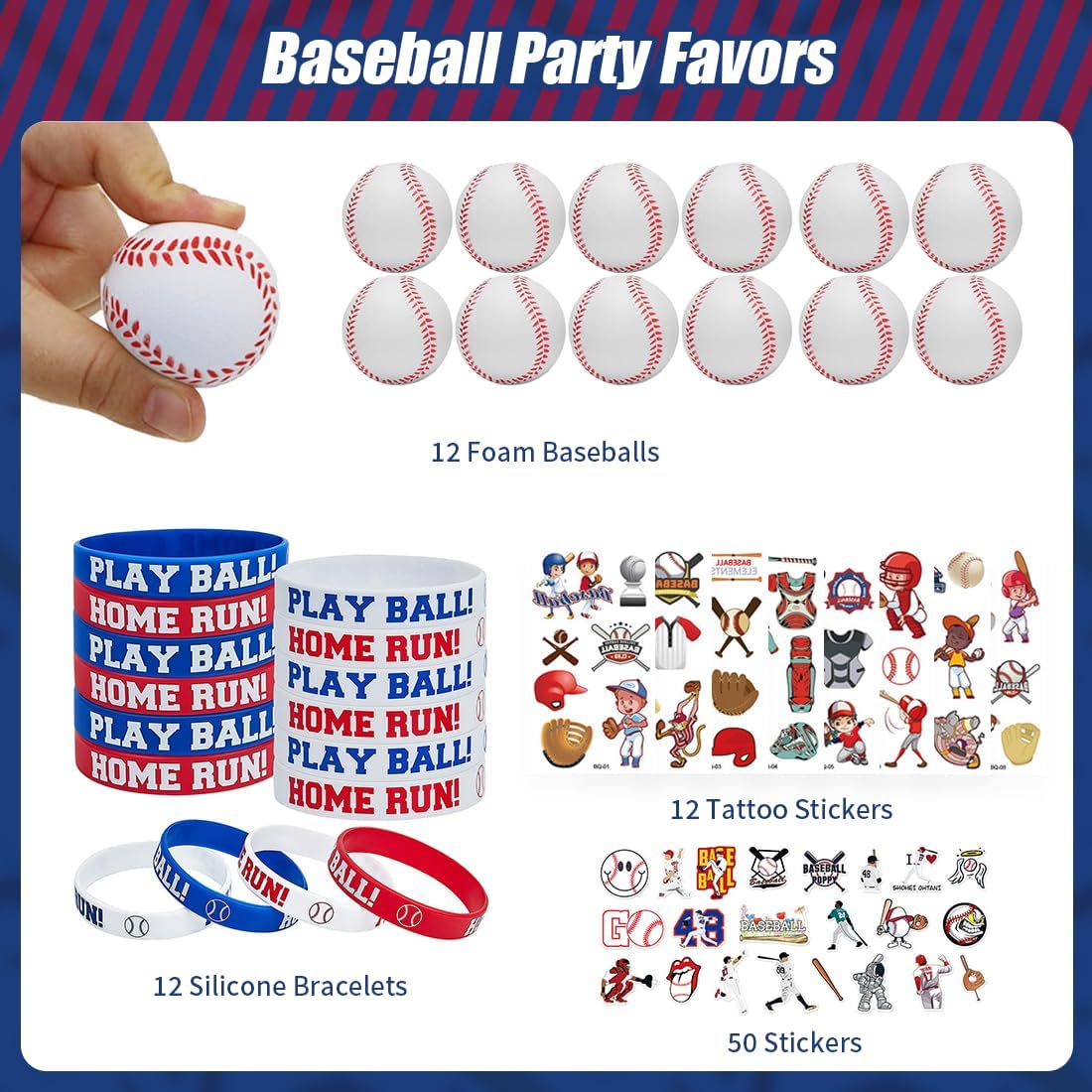 134 Pcs Baseball Party Favors Gift Set - Multi-Item Birthday Supplies