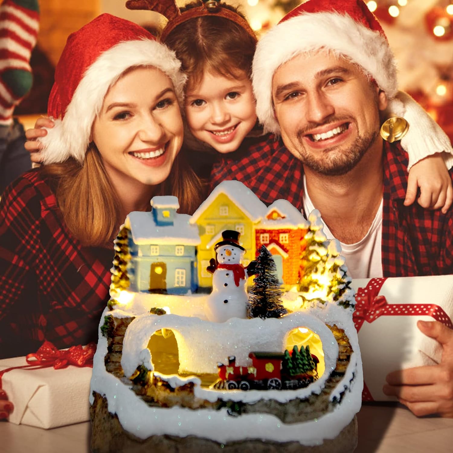 TOYESUNA Christmas Village Musical Snow Globe with LED Light