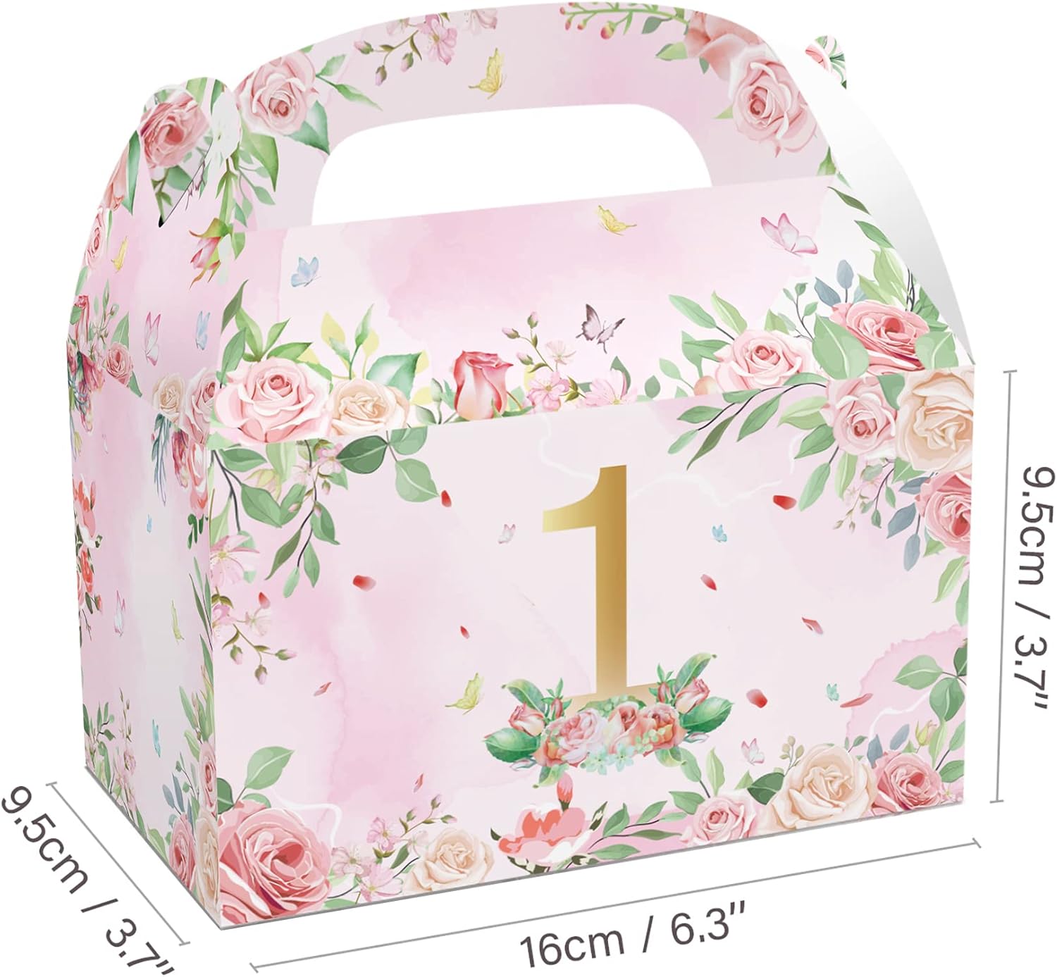 1st Birthday Girl Treat Box Party Favors Set of 12 Pink