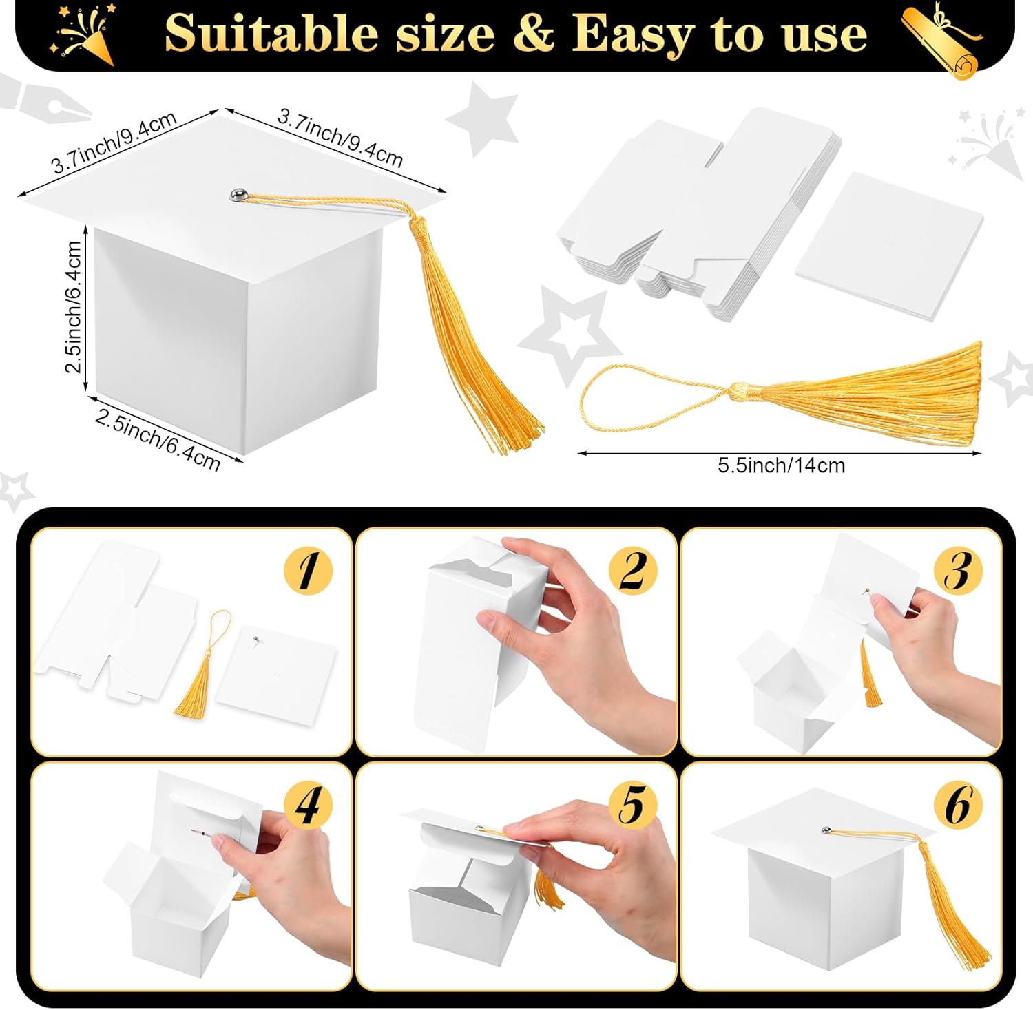 TaoBary 12 Piece Graduation Cap Boxes White