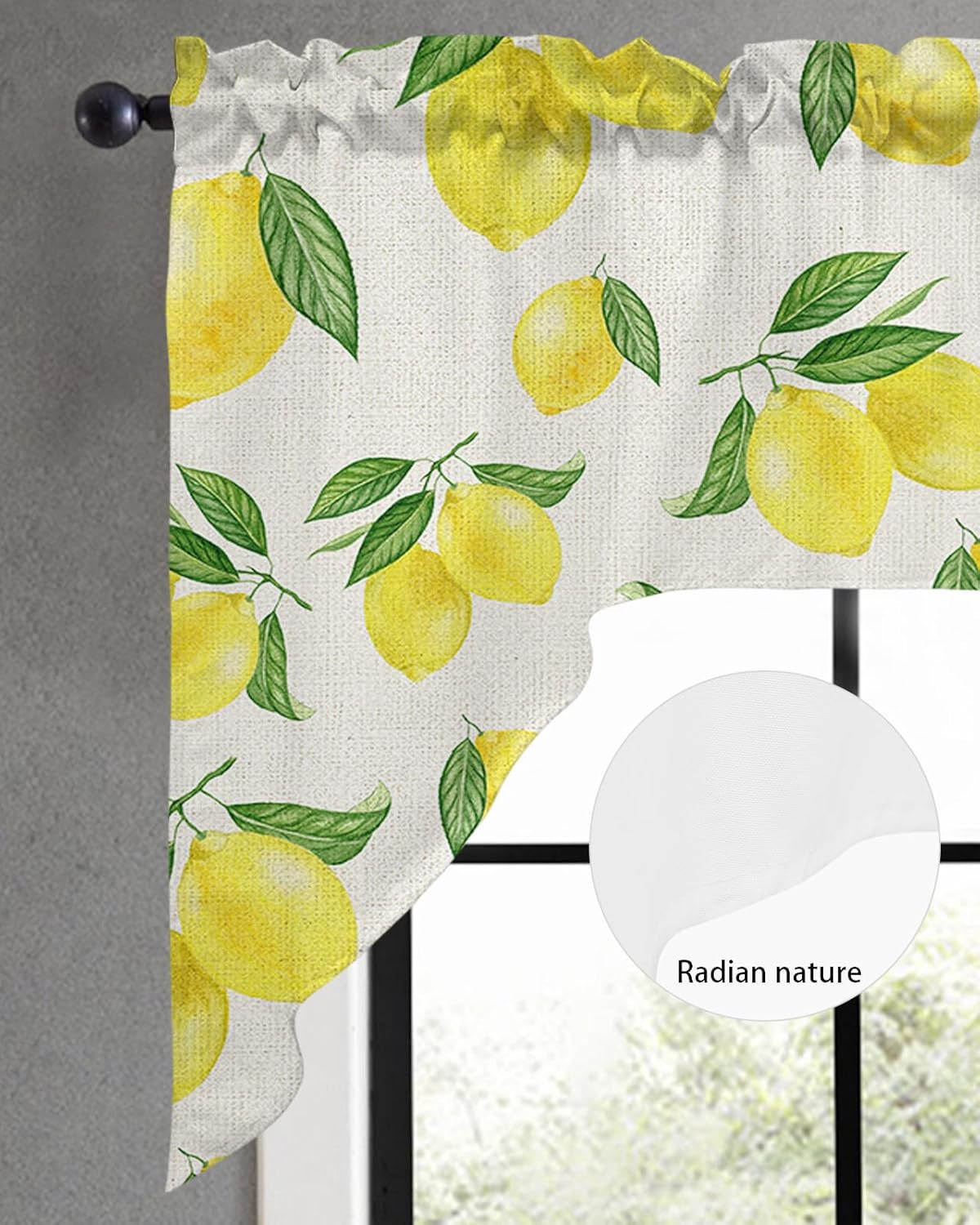 Lemon Leaves Swag Valance Kitchen Curtains 56x36