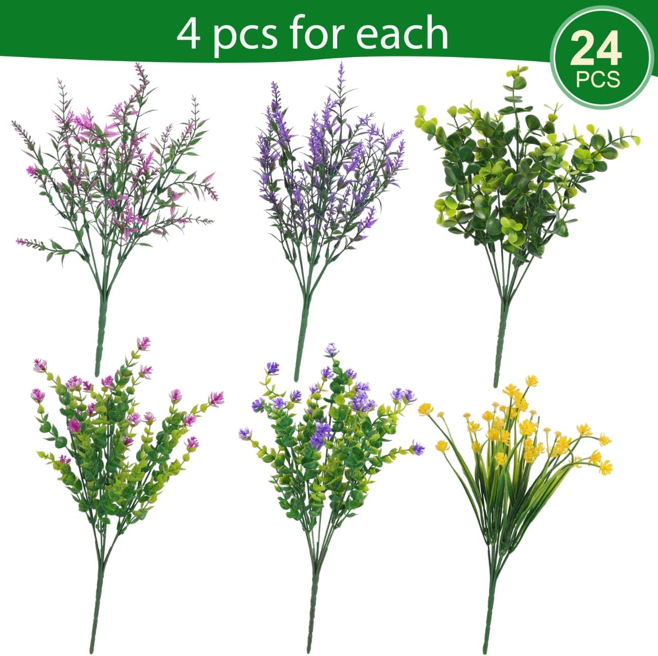 Hananona 24 Pcs Artificial Flowers Outdoor Decor