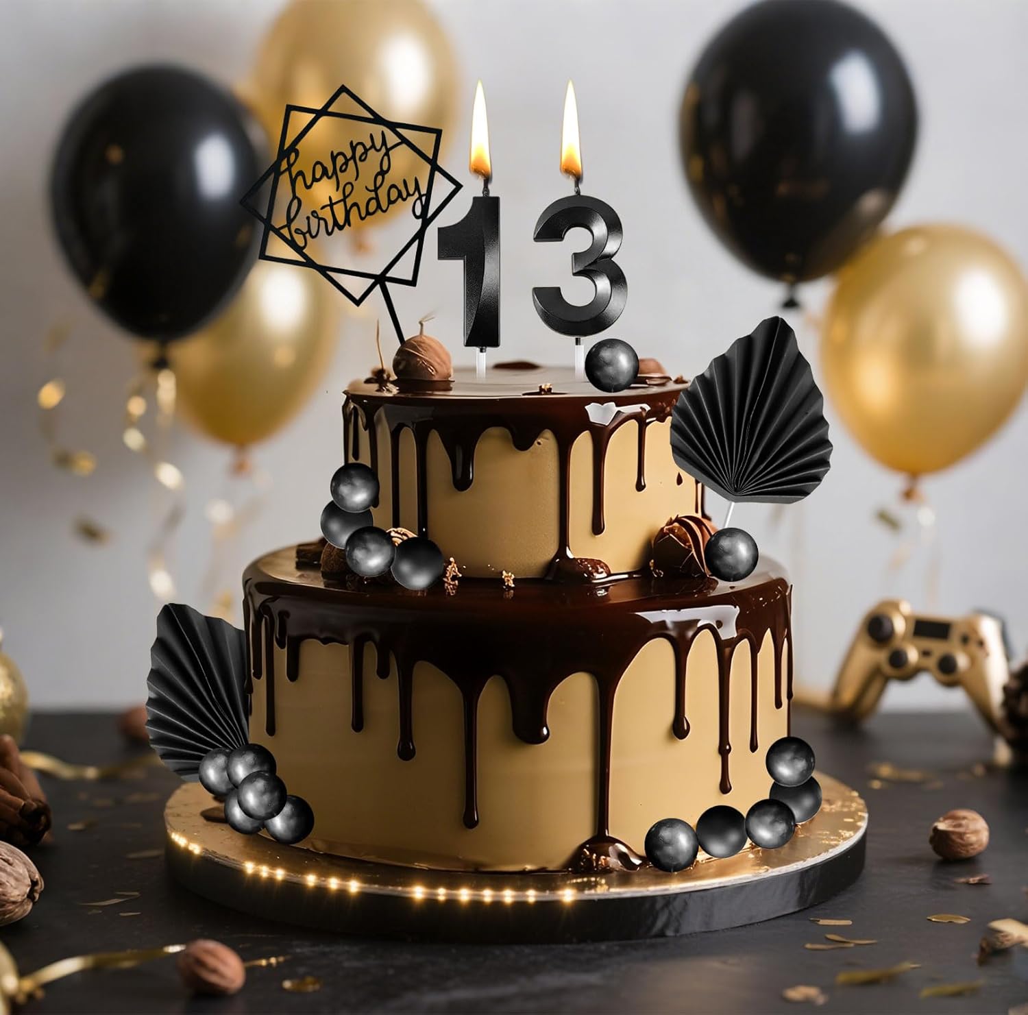 Tyotrbs Black Matte Birthday Candles for Men Women Wedding Anniversary