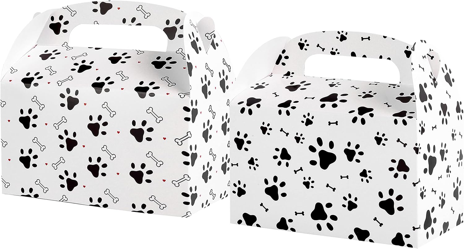 24Pcs Dog Paw Print Bone Sign Treat Boxes for Kids Birthday Party
