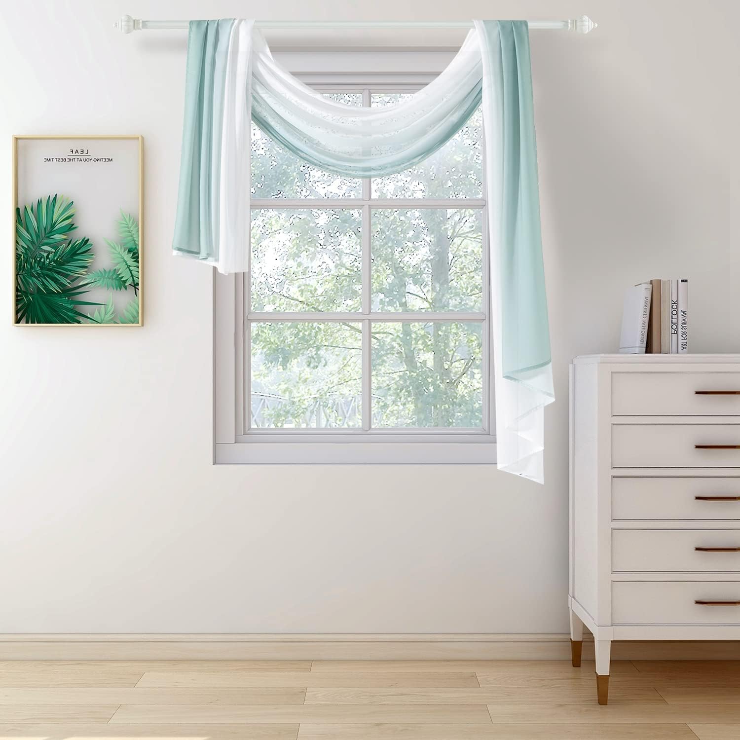 NAPEARL Ombre Window Scarf Valance Green 144 Inches