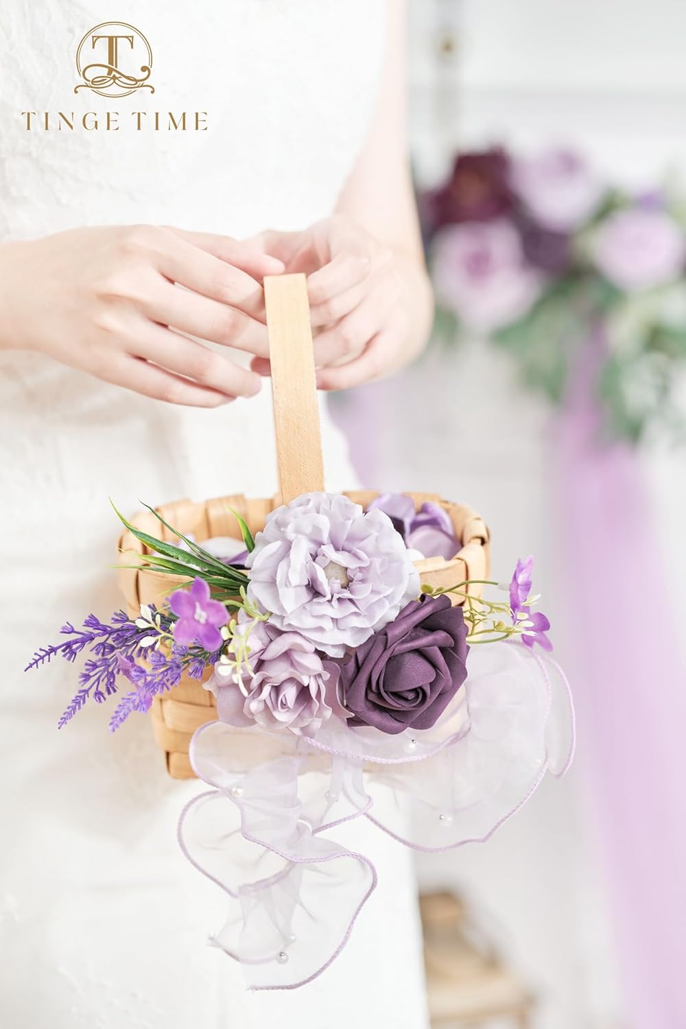 TINGE TIME Artificial Flower Basket Set for Wedding