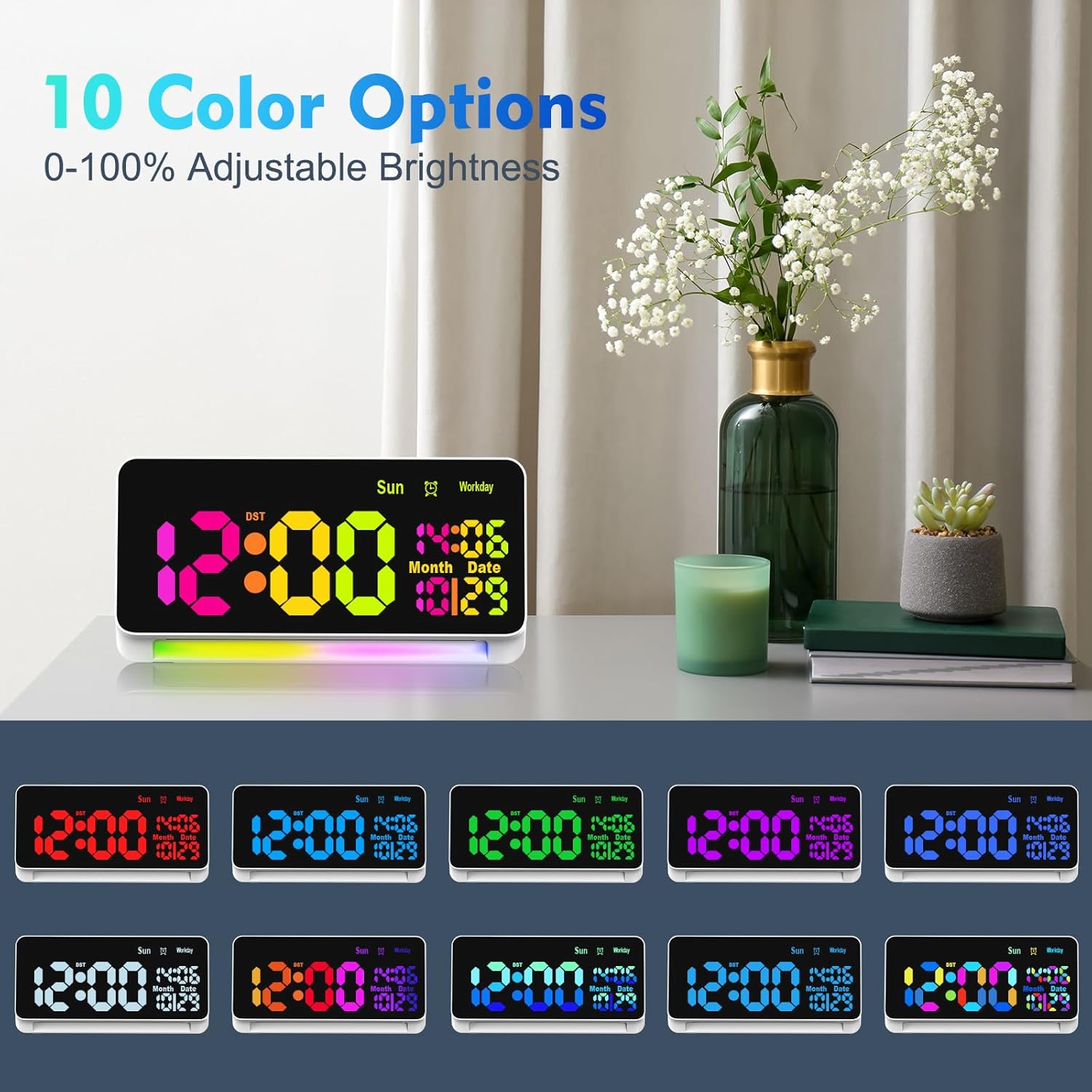 PERSUPER 120db Super Loud Alarm Clock with Bluetooth and RGB Night Light