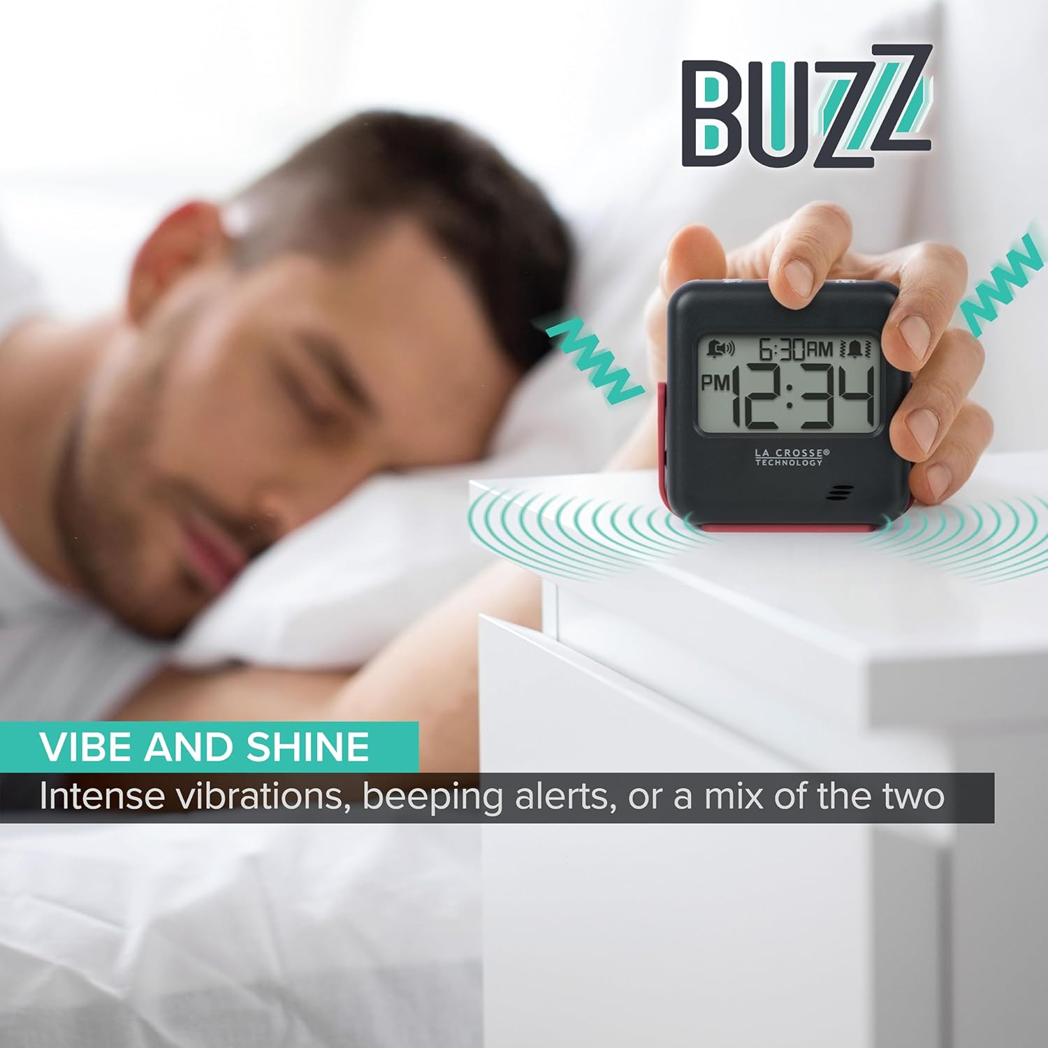 La Crosse Technology Buzz Digital Alarm Clock with Vibration and Loud Sound