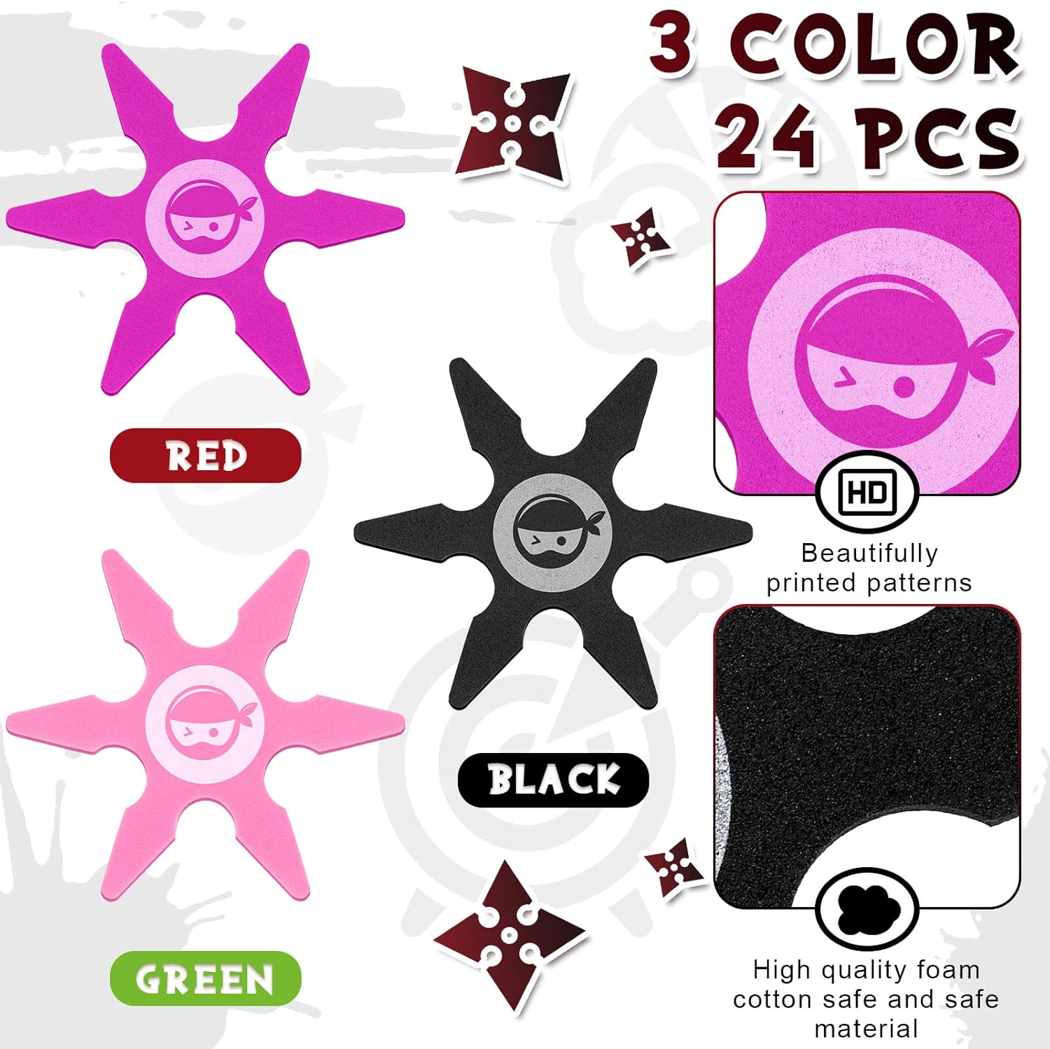 Chivao Ninja Foam Stars Party Favor Pack 24 Pcs