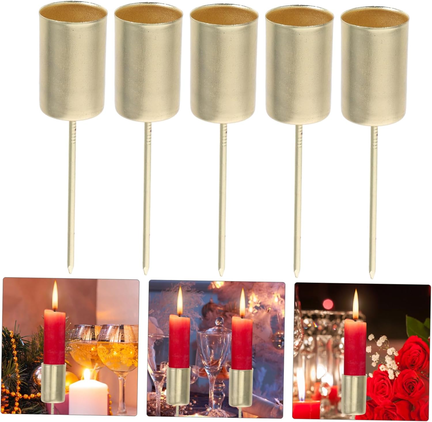 5pcs Candle Holder Christmas Tree Clip Decor Insert Set