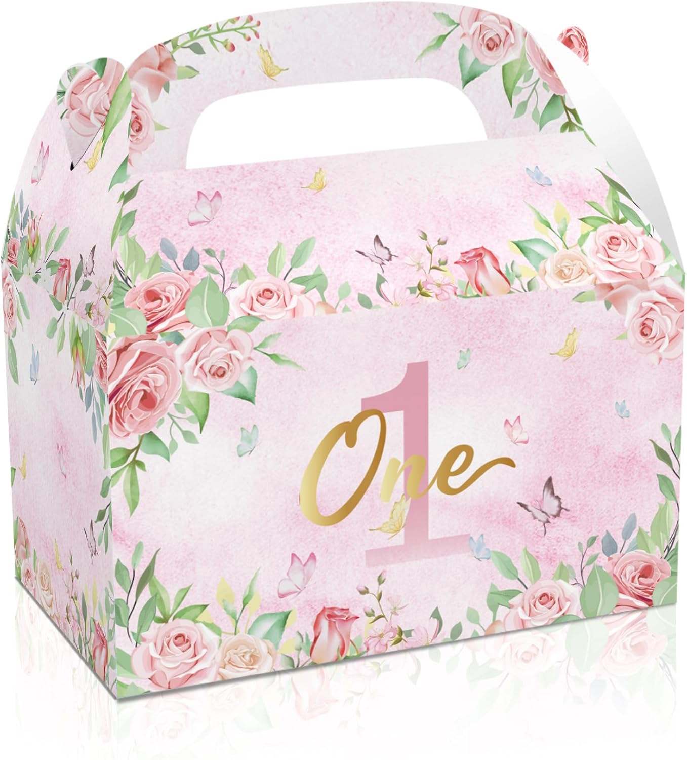 1st Birthday Girl Treat Box Party Favors Set of 12 Pink