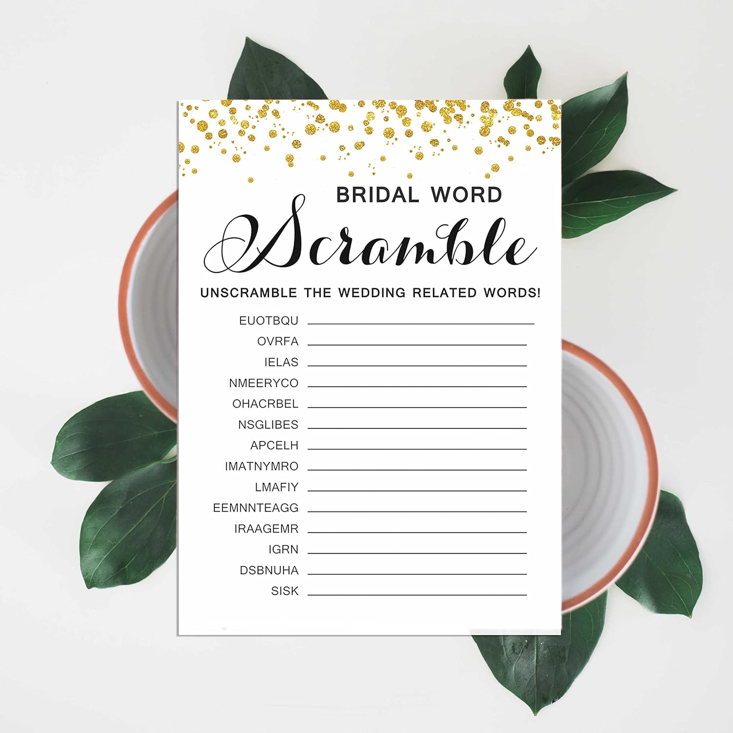 50-Pack Wedding Word Scramble Bridal Shower Game Cards