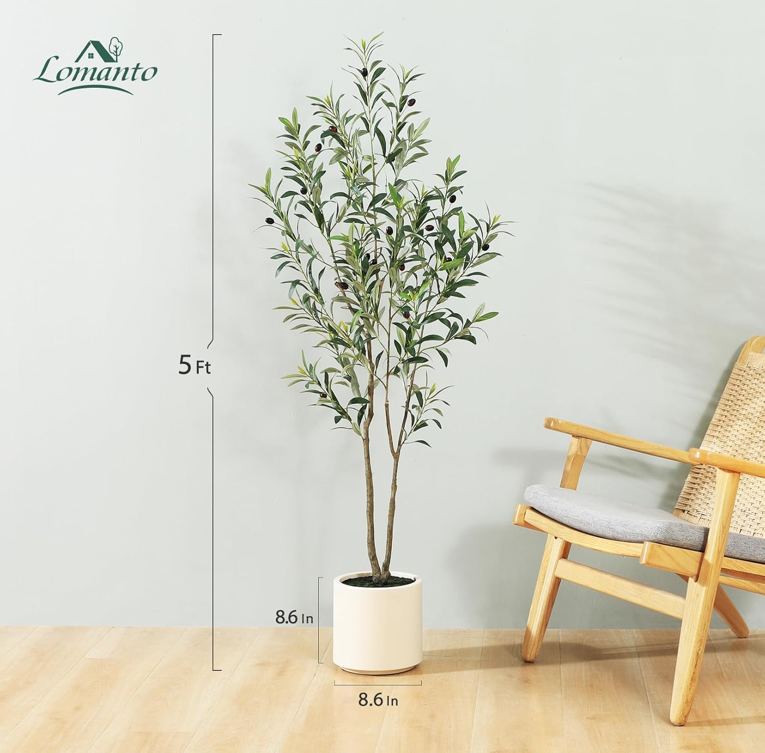 LOMANTO Artificial Olive Trees 5 ft Tall Fake Tree