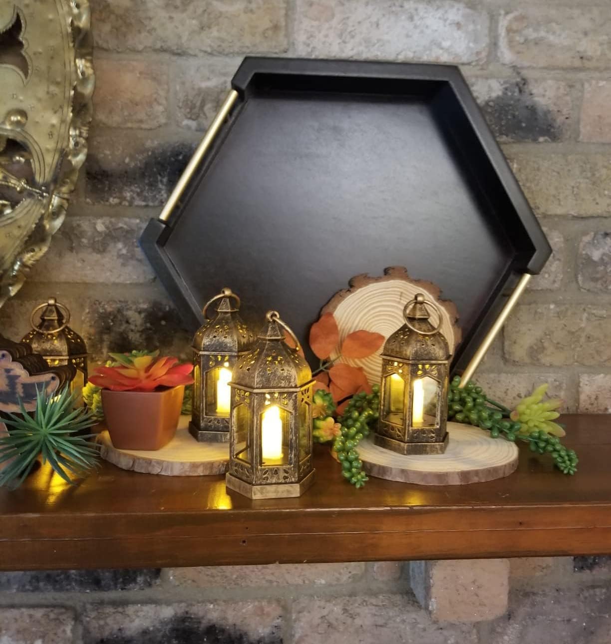 Mini Lantern with Flickering LED Candles Set of 10