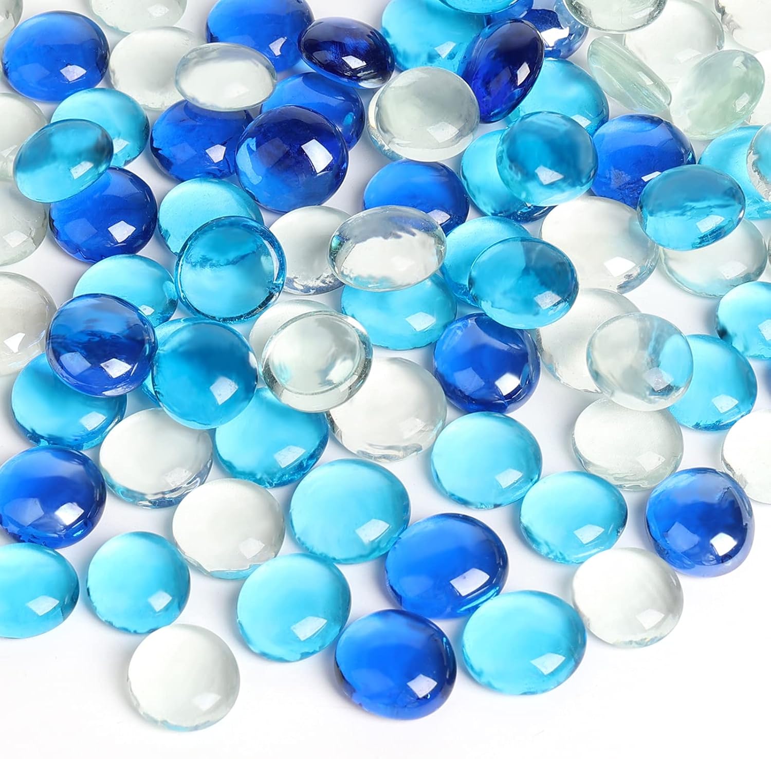 FUTUREPLUSX 097 Pounds Flat Glass Marbles Blue Decor