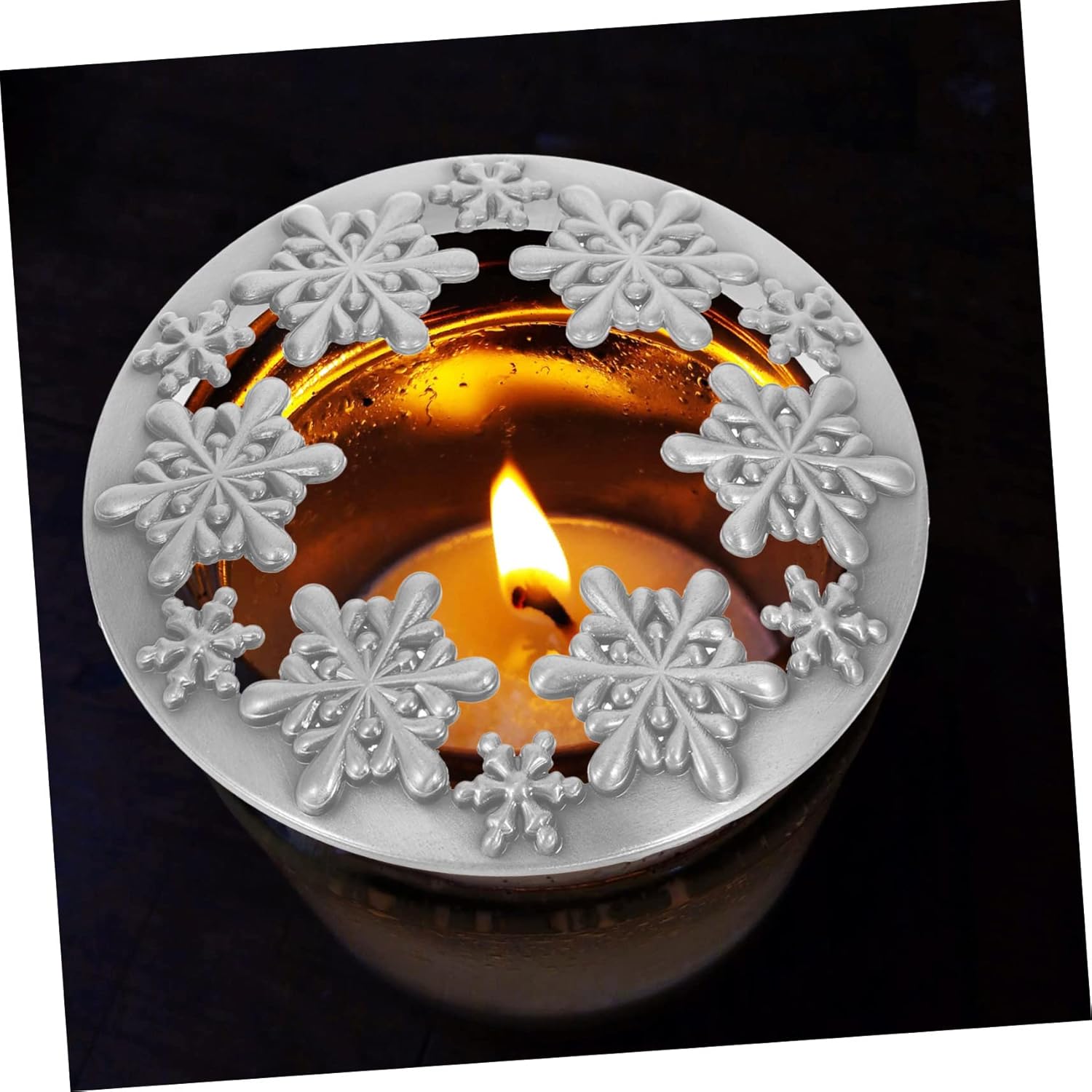 DOITOOL Smart Cover Candle Jar Christmas Topper Zinc Alloy Silver