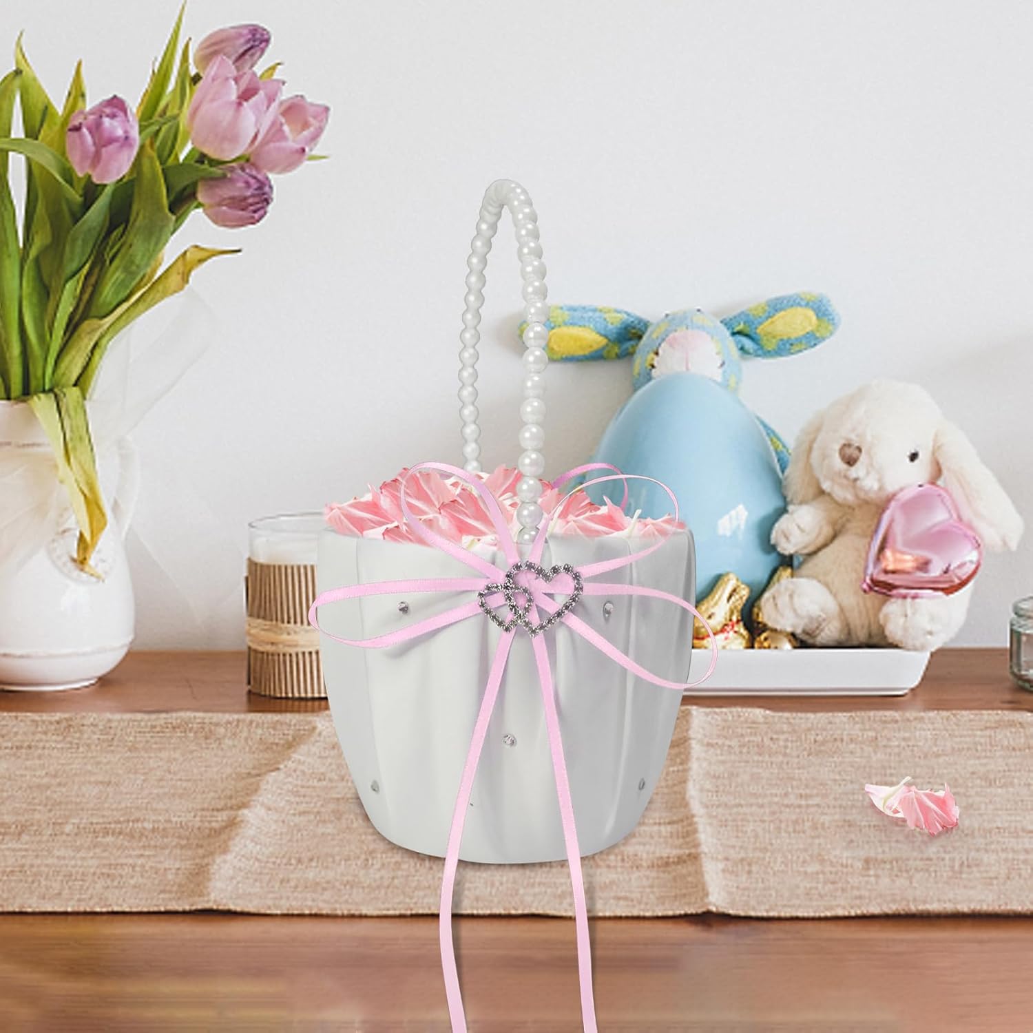 2 Pcs Wedding Flower Girl Baskets Pink