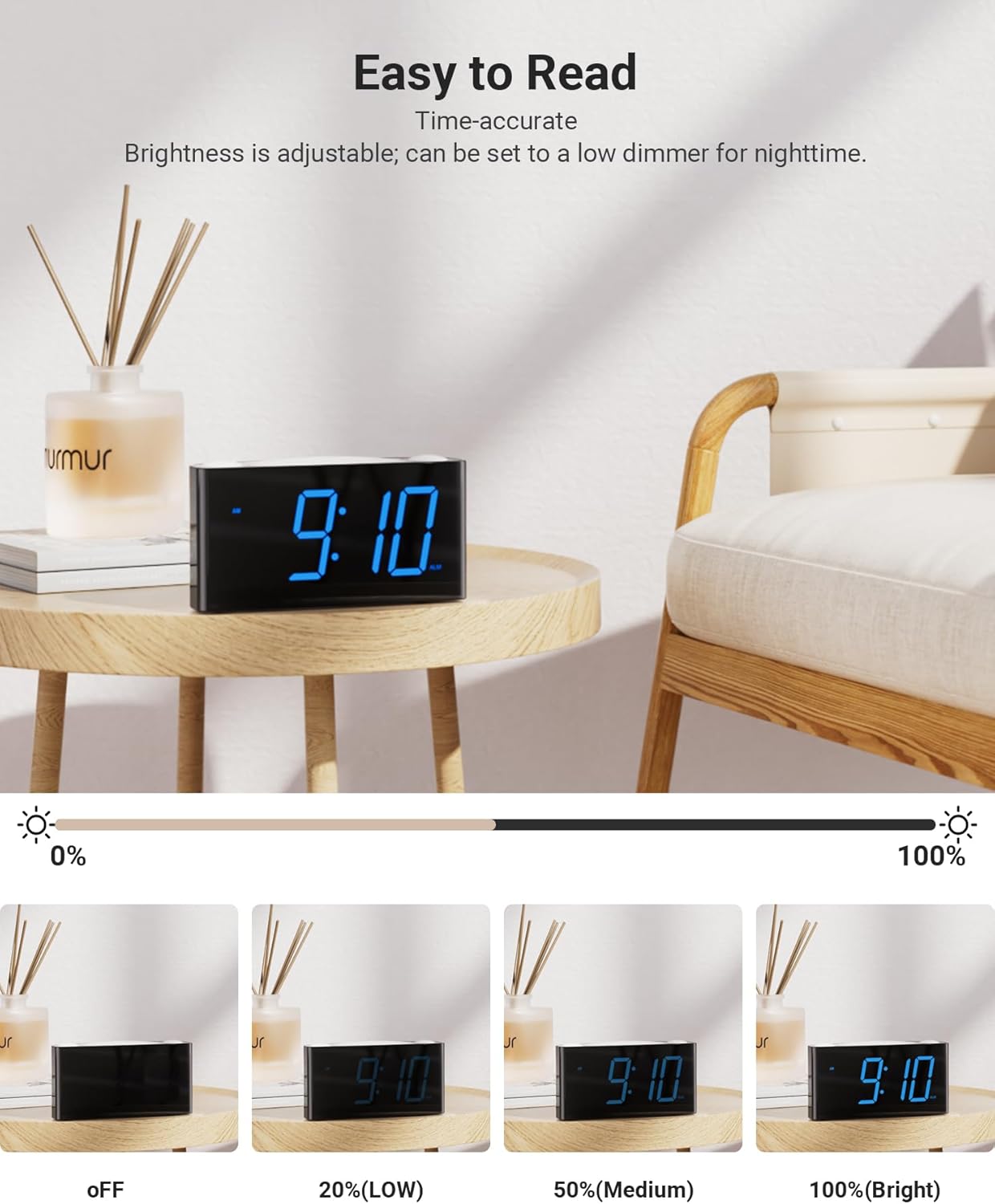 Rocam Digital Alarm Clock with 75 Inch LED Display