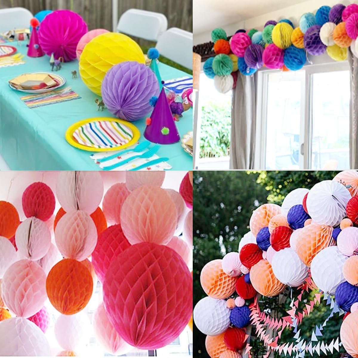 8pcs 10 Inch Red Honeycomb Balls for Decorations