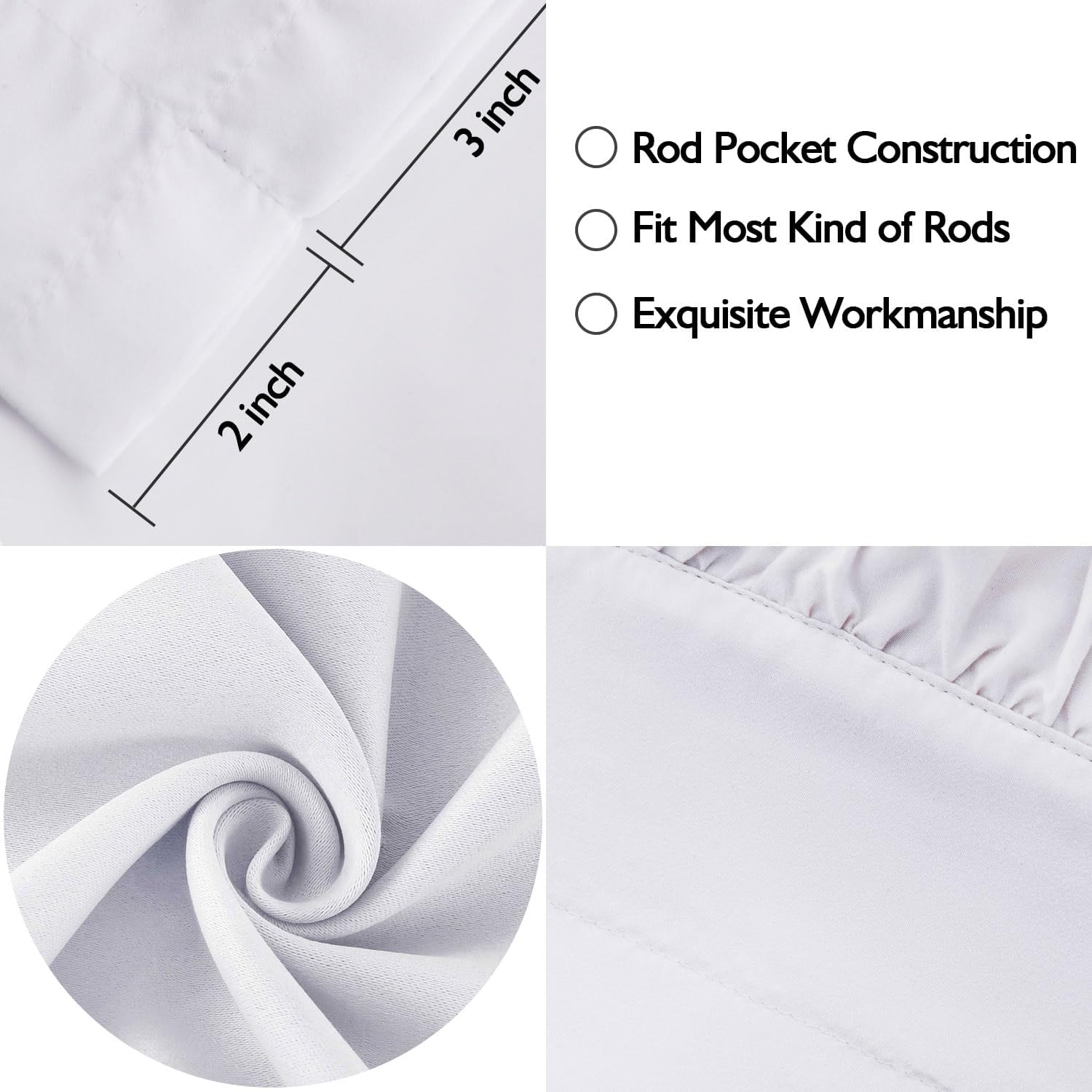 HIG 2 Pack White Ruffle Bow Tie Valances