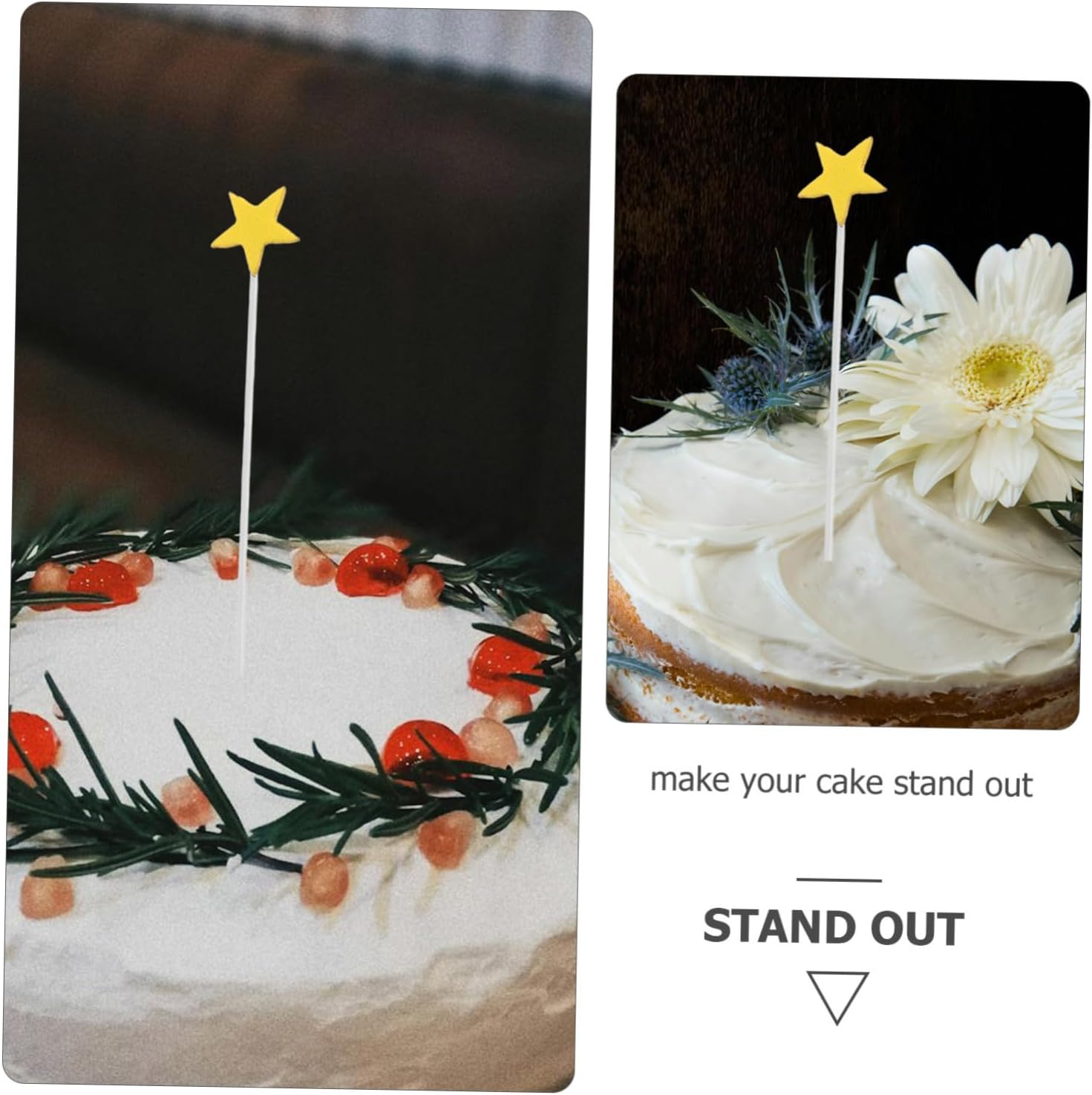 Yardwe 100Pcs Gold Star Cake Toppers Reusable Decorations