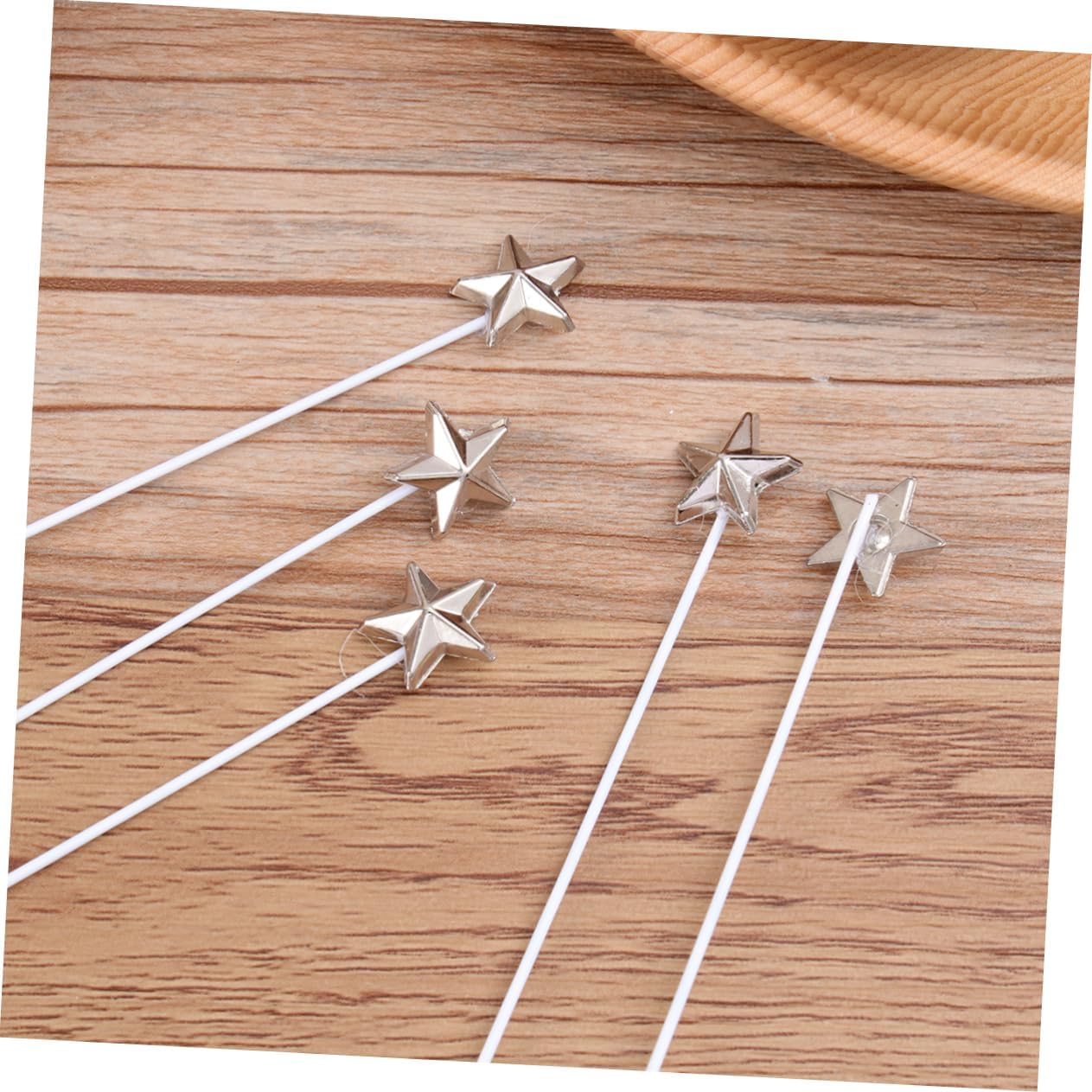LIFKOME 50pcs Five-Pointed Star Cake Toppers Silver Decorations