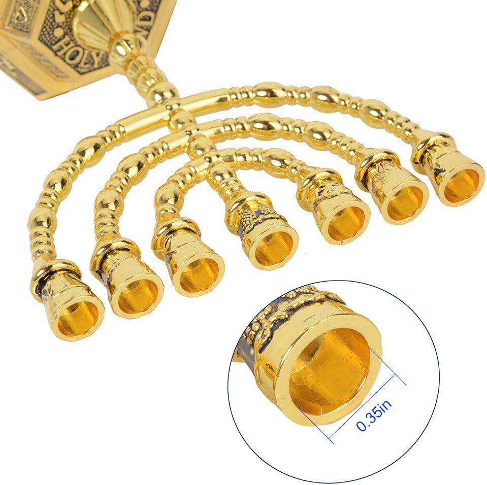 12 Tribes of Israel Menorah Gold 5 Inches