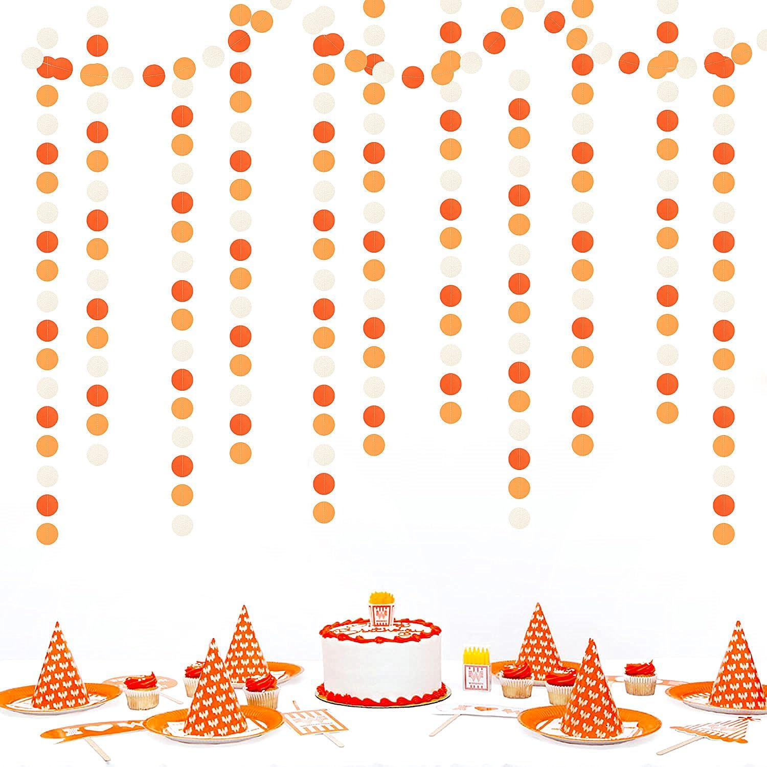 Orange White Fall Party Decorations Garland 52ft