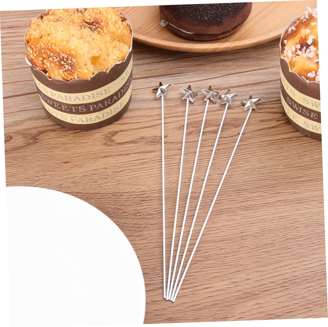 50pcs Silver Star Cake Toppers Decorative Birthday Supplies