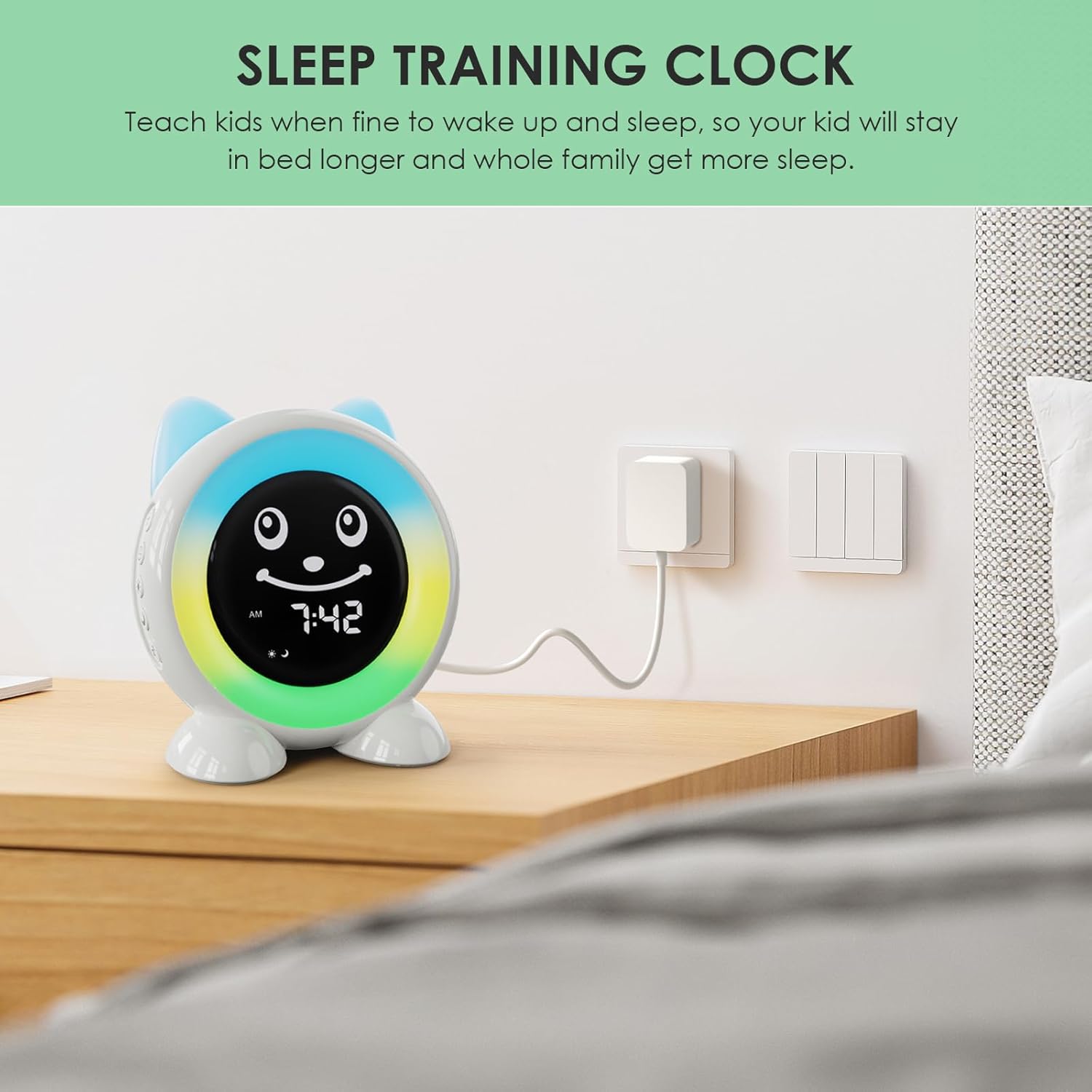 Toddlers Sleep Training Clock with Night Light and Nap Timer
