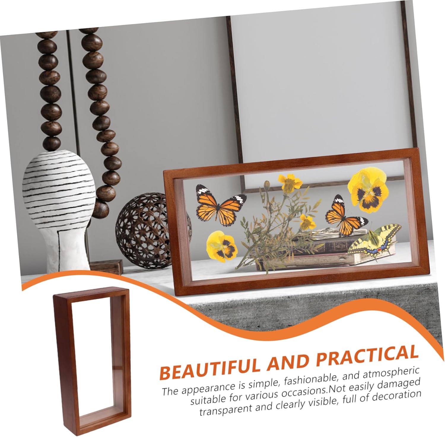 Healifty Deep Shadow Box Rectangle 12x18in Photo Frame Wood Flower Display Stand
