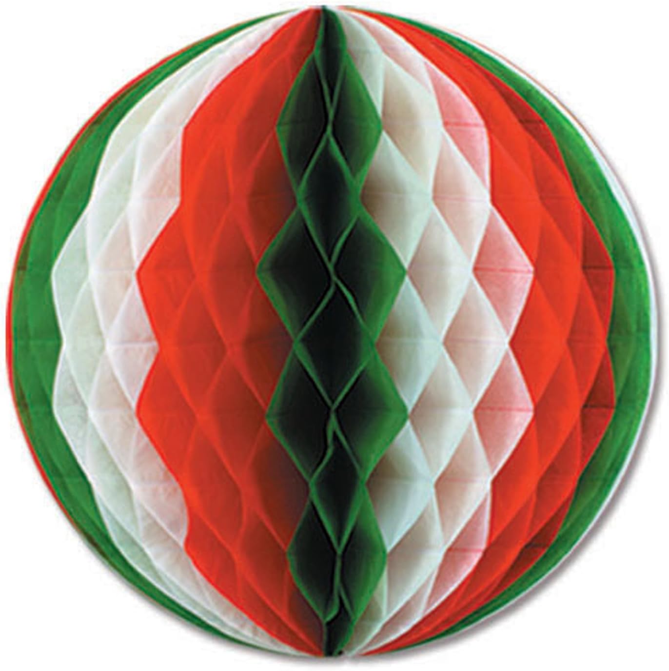 Beistle Tissue Ball Party Decoration 12 Inches Red White Green