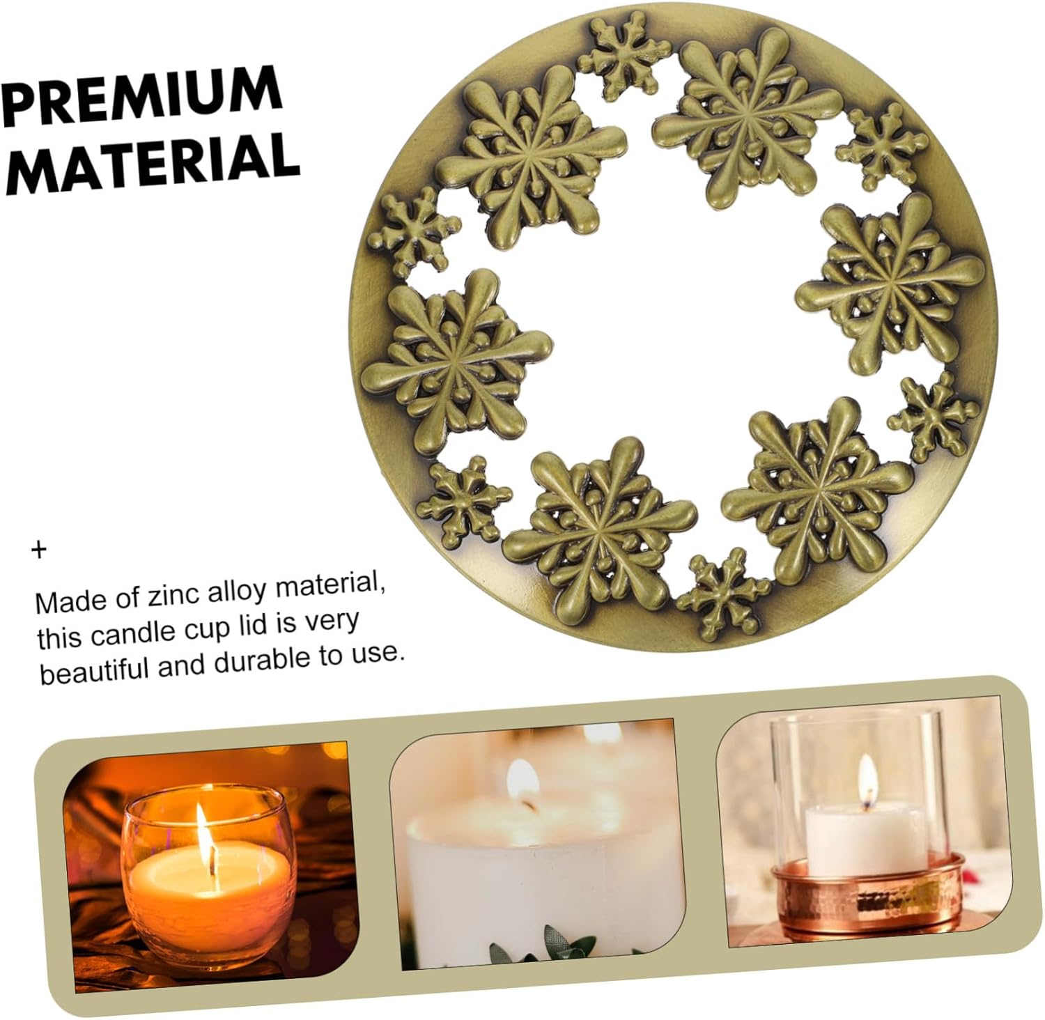 ARTIBETTER Christmas Candle Jar Cover Zinc Alloy Decorative Lid