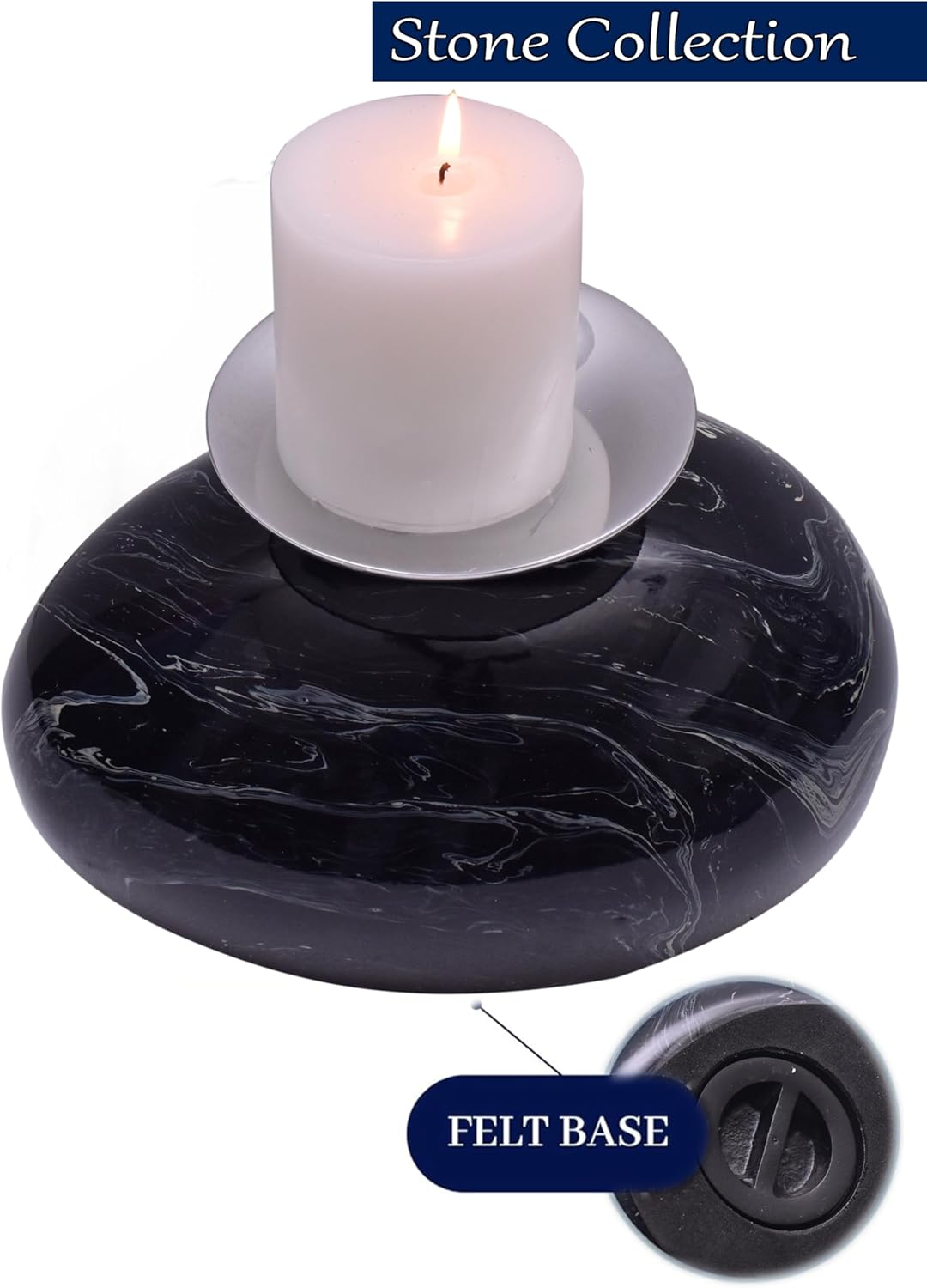 Candle Cremation Urn for Human Ashes - Large Black Marble