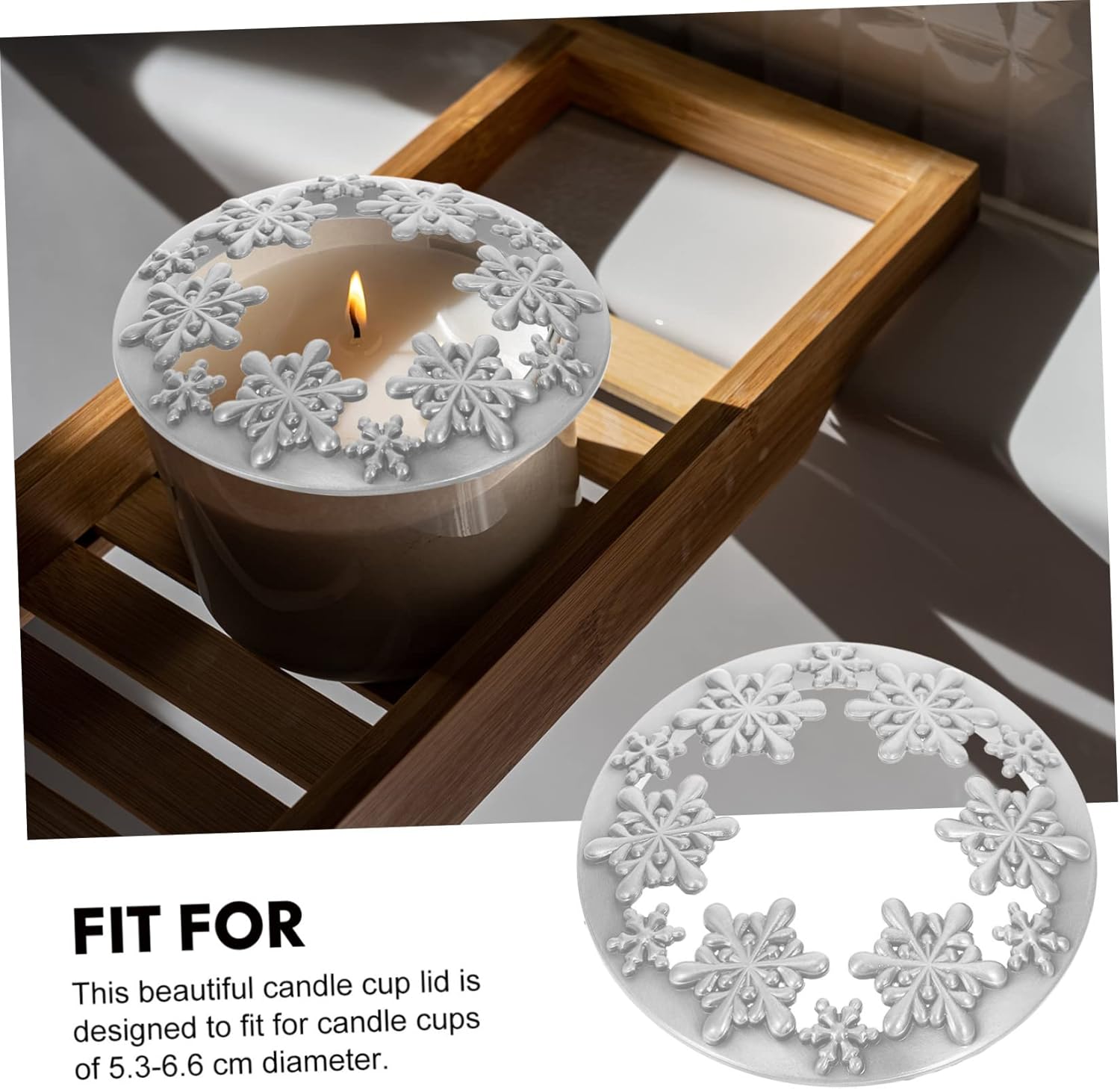 DOITOOL Smart Cover Candle Jar Christmas Topper Zinc Alloy Silver