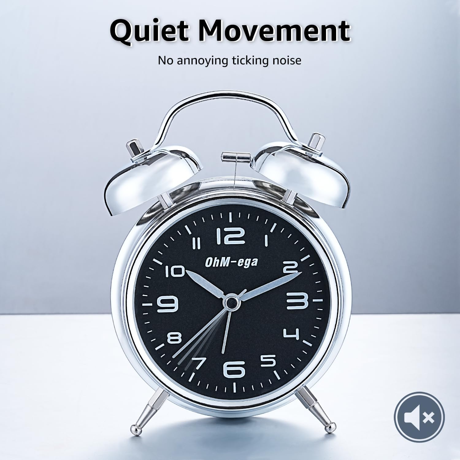 OhM-ega Classic Metal Twin Bell Alarm Clock