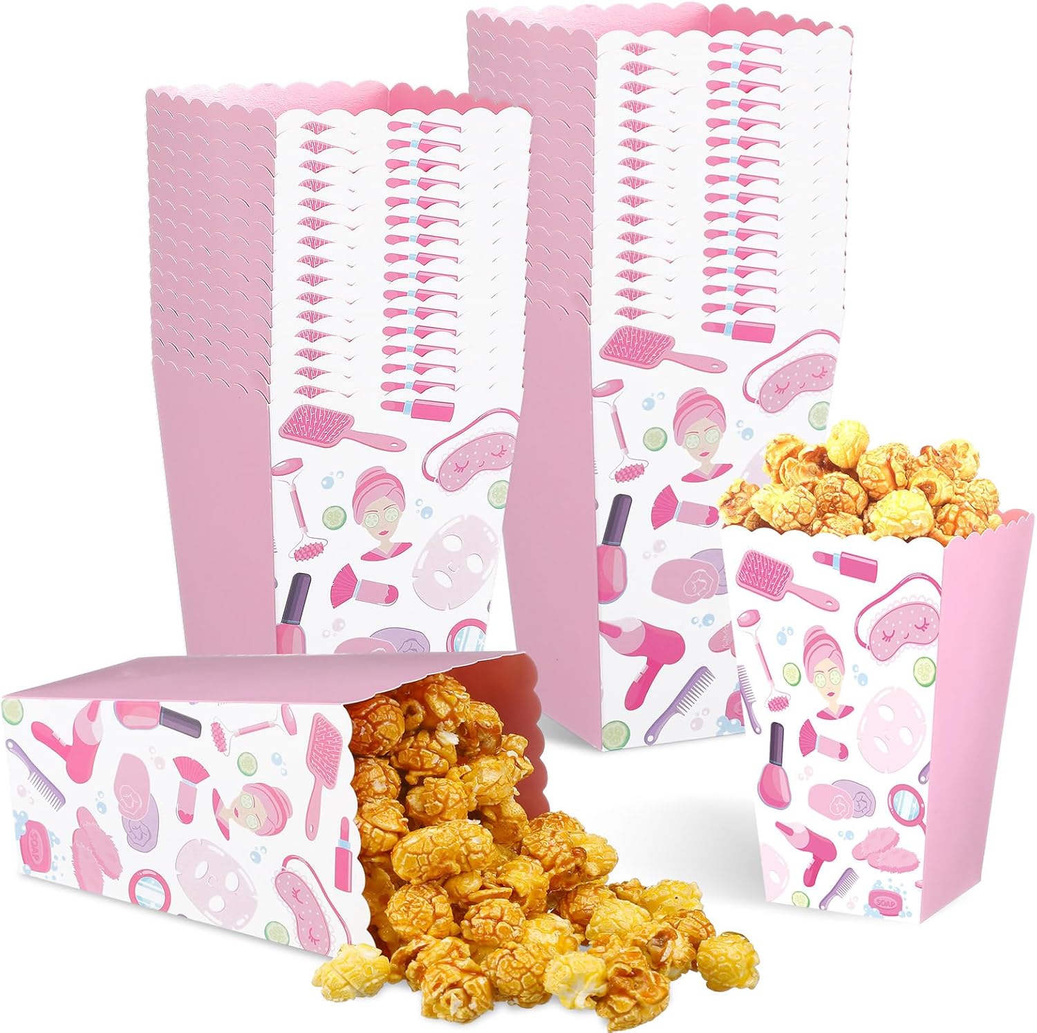 Gueevin 24 Pcs Spa Party Popcorn Boxes Pink