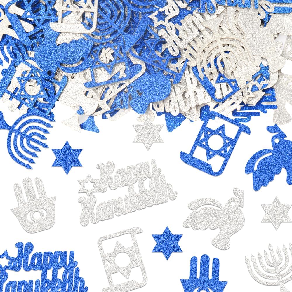 Hying Hanukkah Confetti 200PCS Silver Blue Sequins