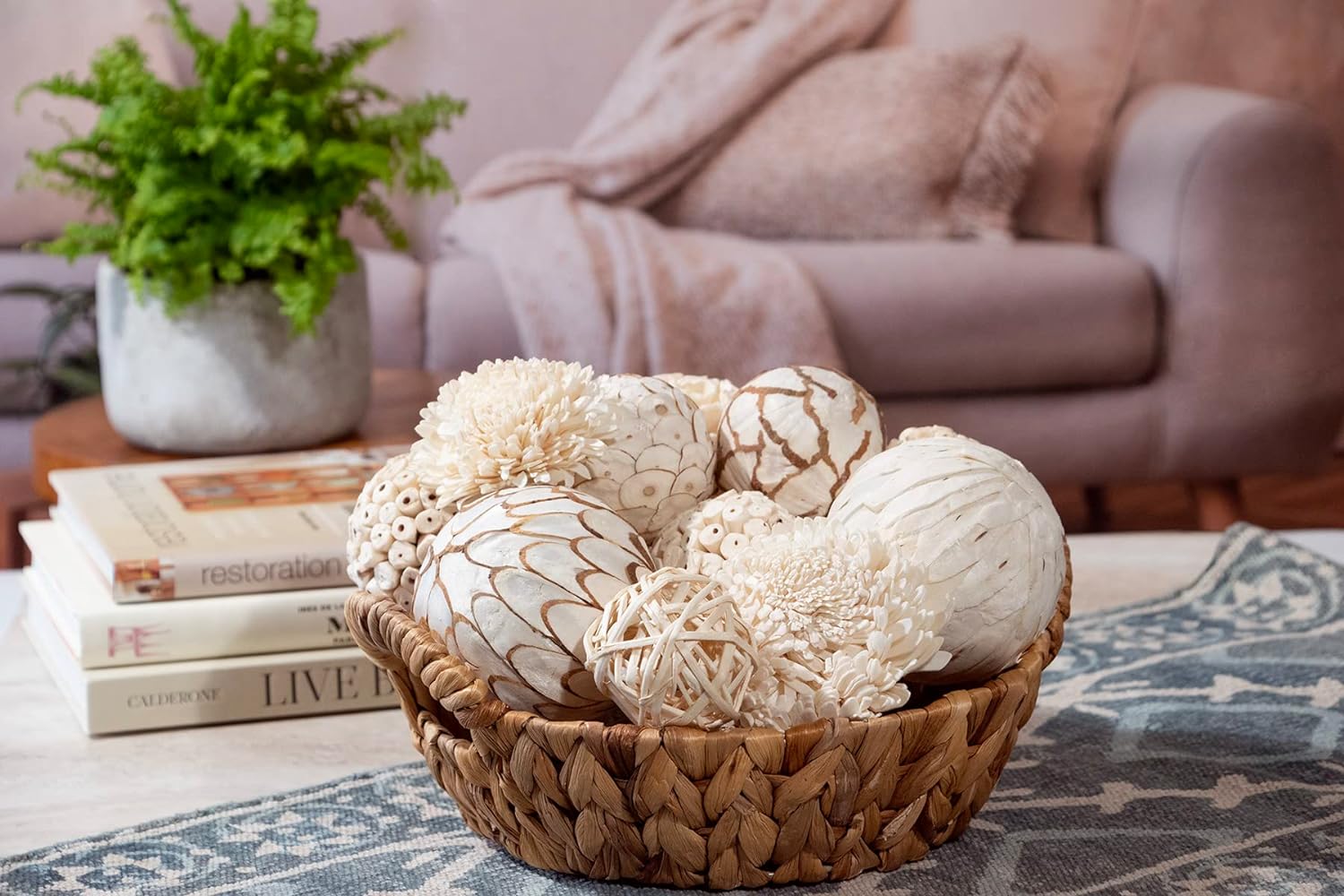 ANDALUCA Decorative Balls Bowl Filler White Cream