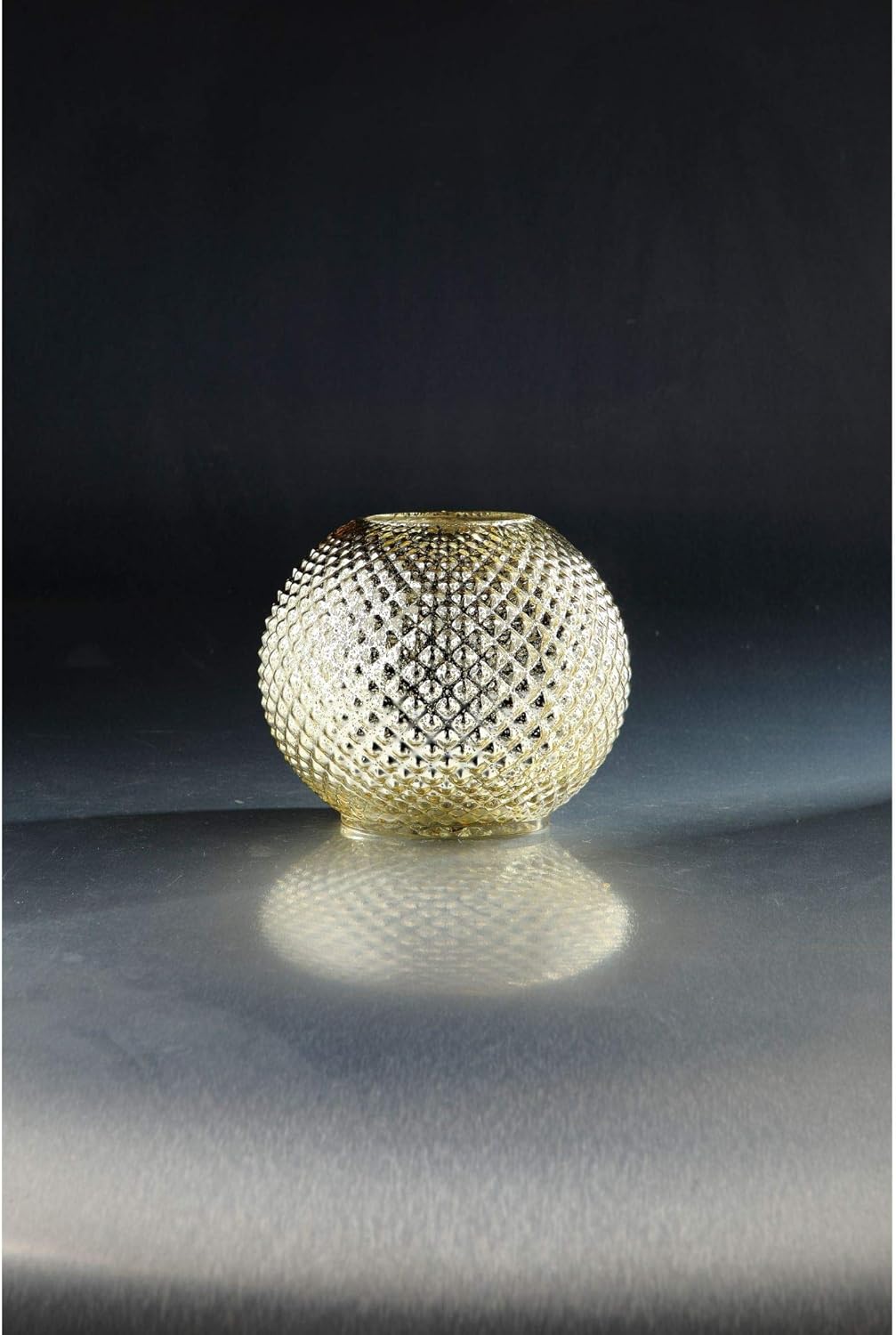 CC Home Furnishings Gold Embossed Circle Pattern Glass Bowl Candle Holder