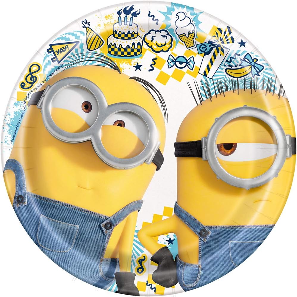 Unique Fun Festive Minions 2 Dessert Plates Set 8 Pc